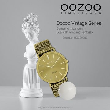 OOZOO Quarzuhr Oozoo Damen Armbanduhr senfgelb, (Analoguhr), Damenuhr rund, mittel (ca. 40mm) Edelstahlarmband, Fashion-Style