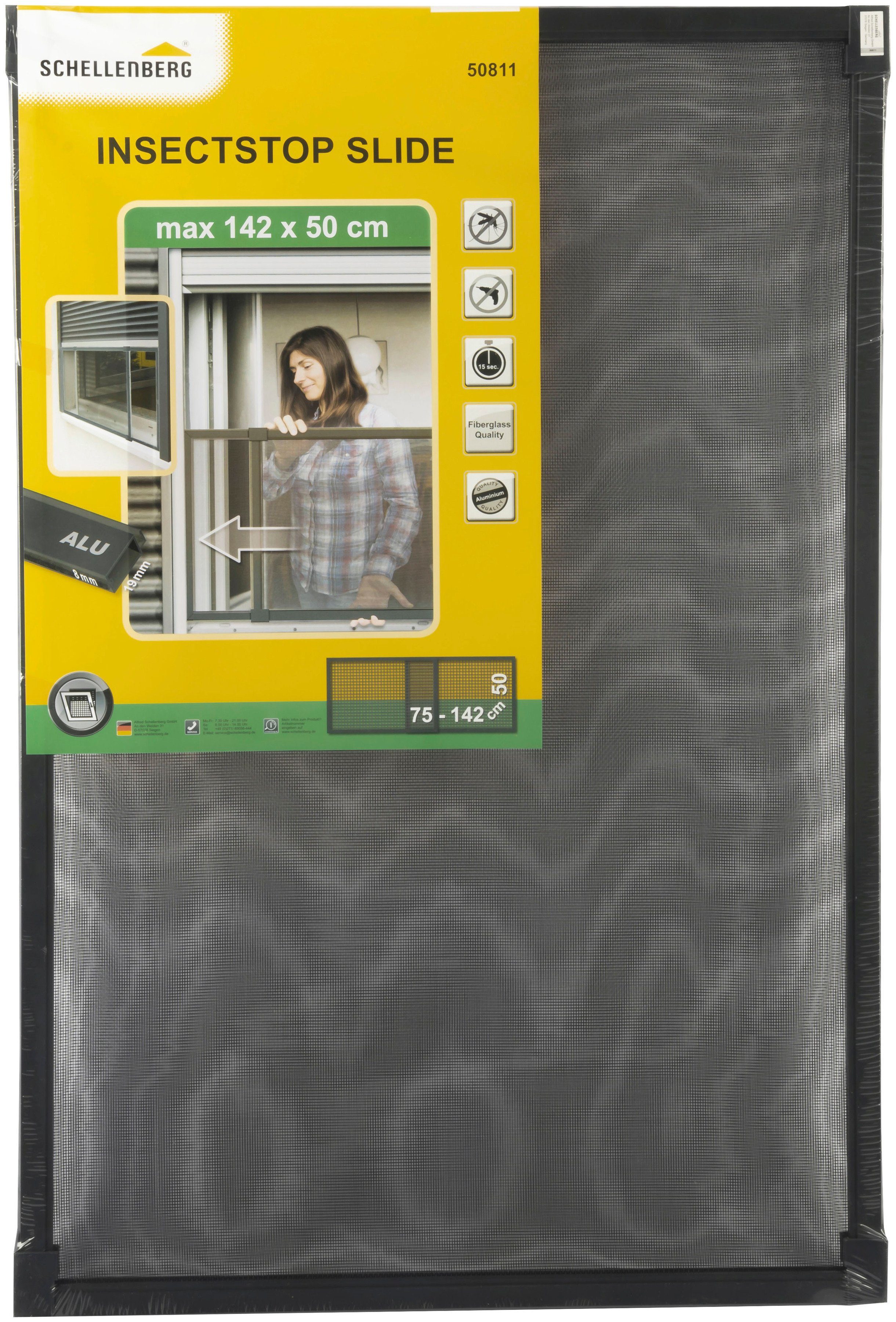 SCHELLENBERG Insektenschutz-Fensterrahmen ausziehbares Fliegengitter Schiebefenster mit Rahmen, (1-St), 50 x 75 - 142 cm oder 75 x 100 -193 cm, weiß und anthraz – Bild 4 von 5
