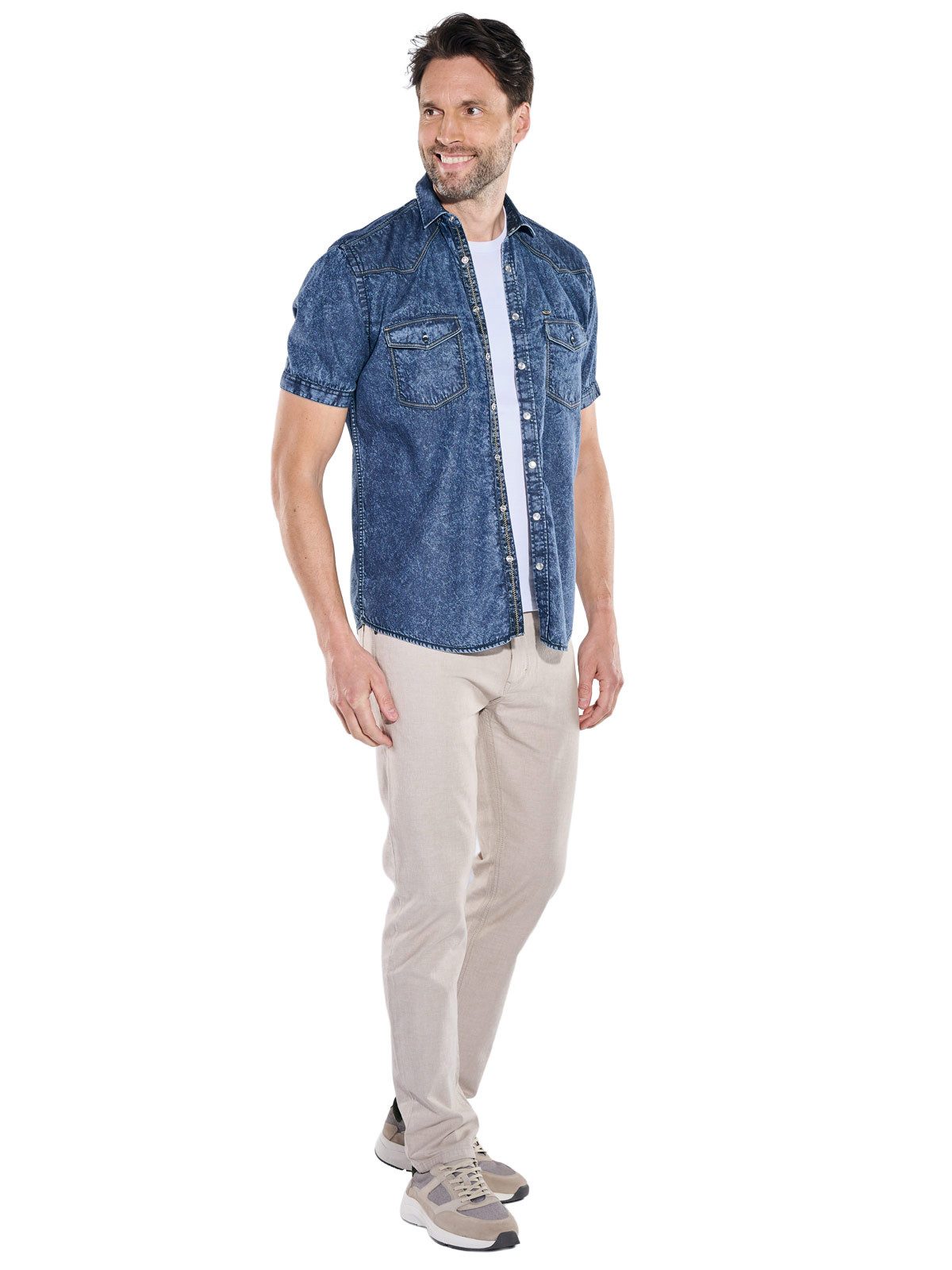 Engbers Kurzarmhemd Herren Kurzarmhemd mit softer Jeans-Warenqualität, Indigoblau