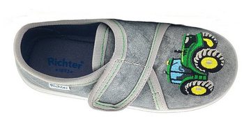 Richter Mailo Hausschuh Klettschuh, Kindergarten Schuh mit Traktor-Motiv