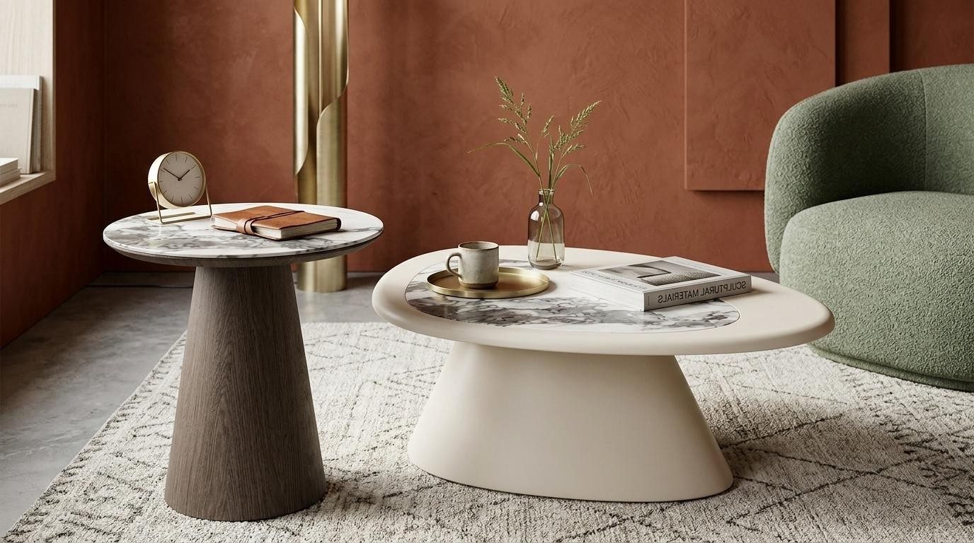 Xlmoebel Satztisch Couchtisch Beistelltisch Wohnzimmer Stil modern beige bequem (2-St., 2-tlg)