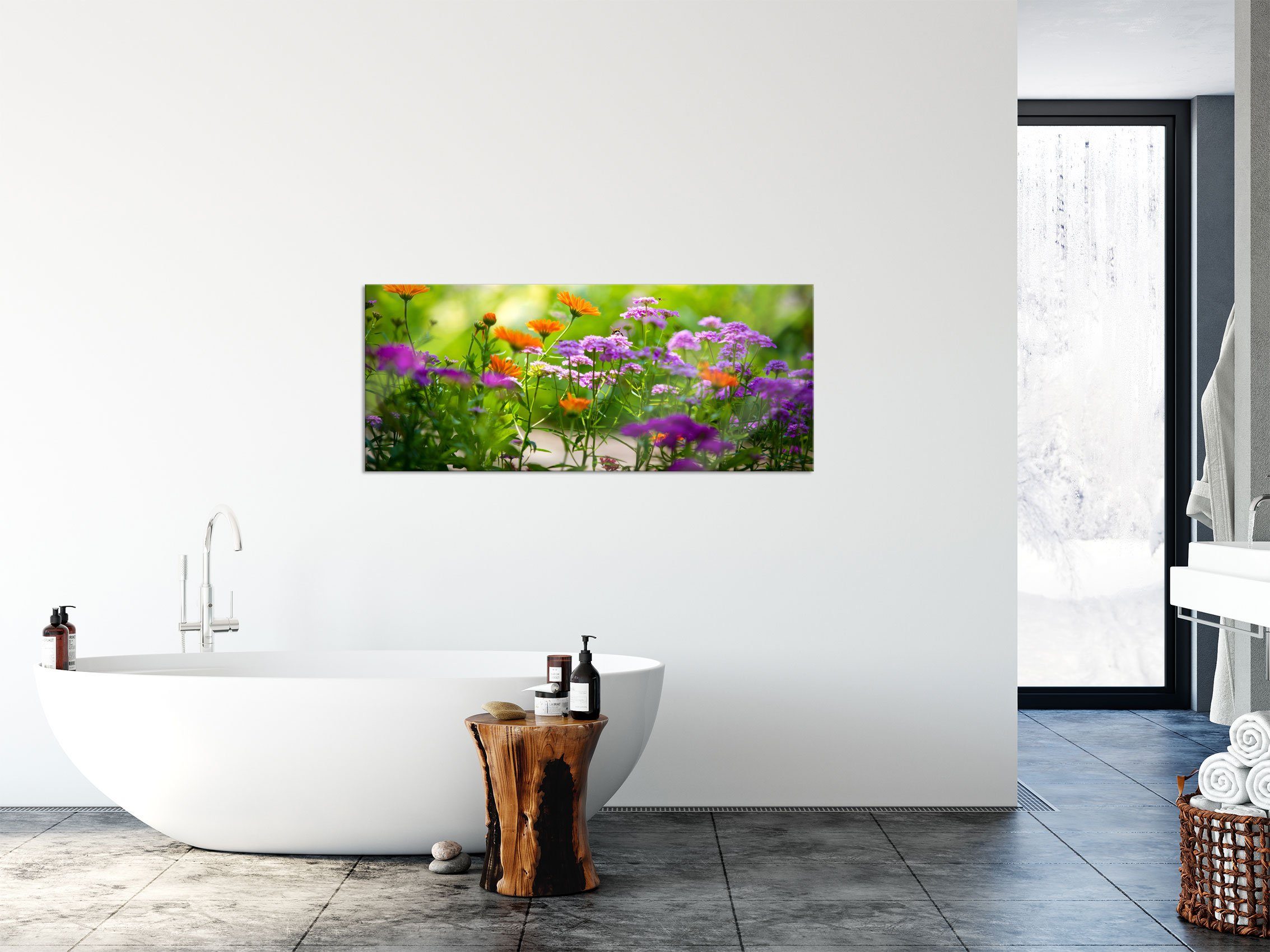 Pixxprint Glasbild Blumenwiese, Blumenwiese (1 St), Glasbild aus Echtglas, inkl. Aufhängungen und Abstandshalter