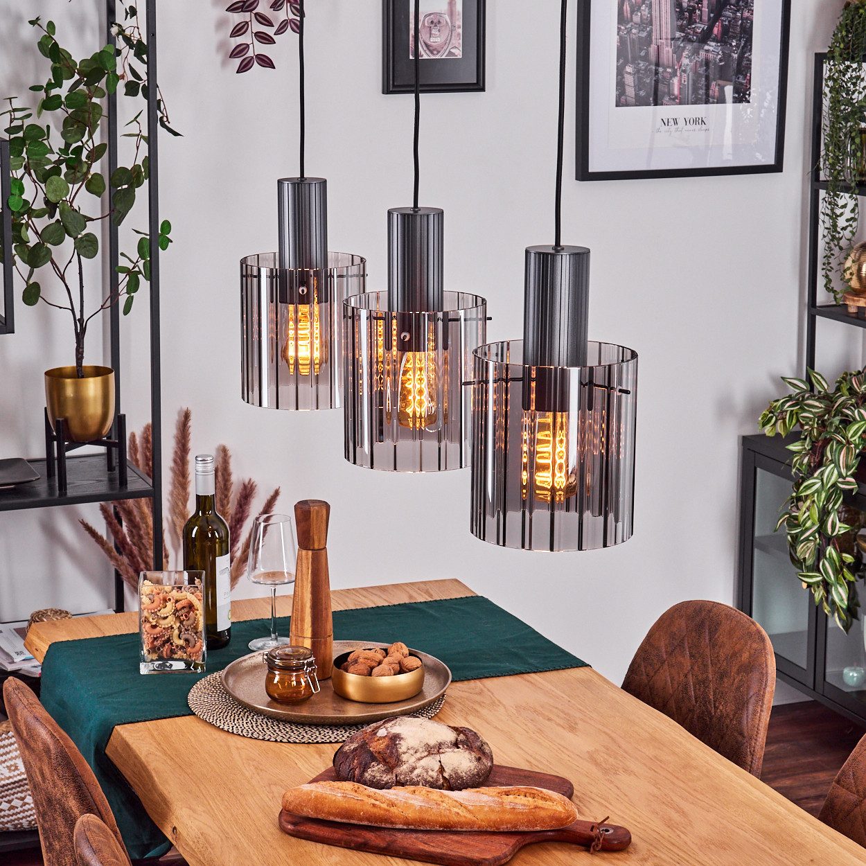 hofstein Hängeleuchte Hängelampe aus Metall/Glas in günstig online kaufen