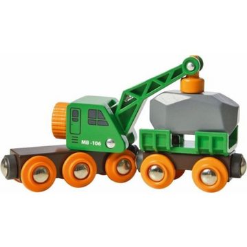 BRIO® Spielzeug-Kran BRIO 33698 - Grüner Kranwagen mit Anhänger + Fracht