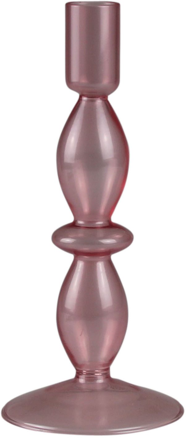 AM Design Kerzenständer aus roséfarbenem Glas, stilvolle Ergänzung für romantische Dekorationen