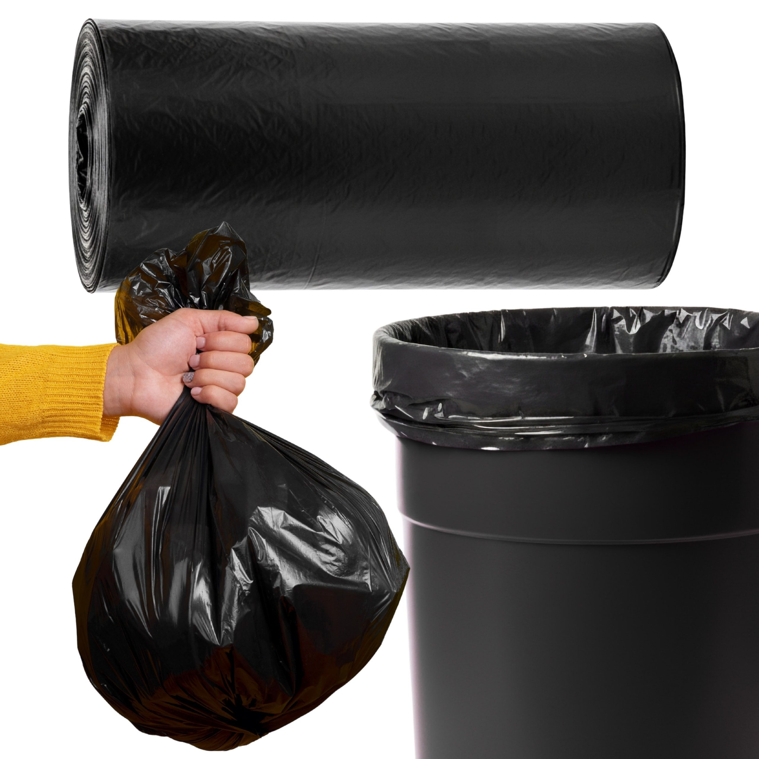 Sarcia.eu Müllbeutel Schwarze Müllsäcke 120L, universell & langlebig – 10 Stück