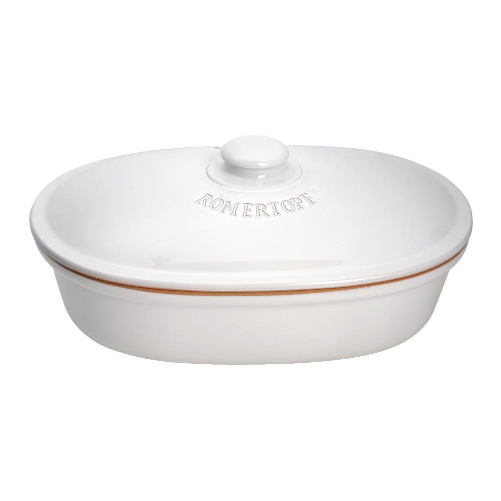 RÖMERTOPF Römertopf Brottopf Oval Weiß 81004, Ton