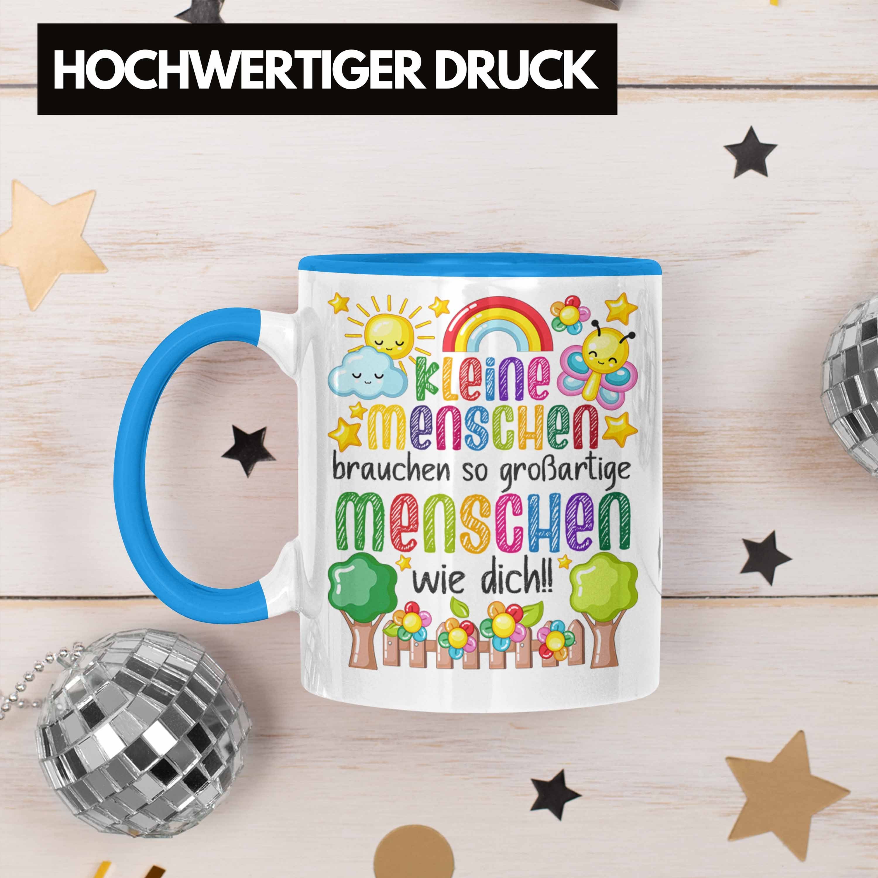 Trendation Tasse Trendation - Erzieherin Kindergärtnerin Menschen Dankeschön Tasse Wie Danke Beste Spruch Abschiedsgeschenk Großartige Geschenk Dich Blau