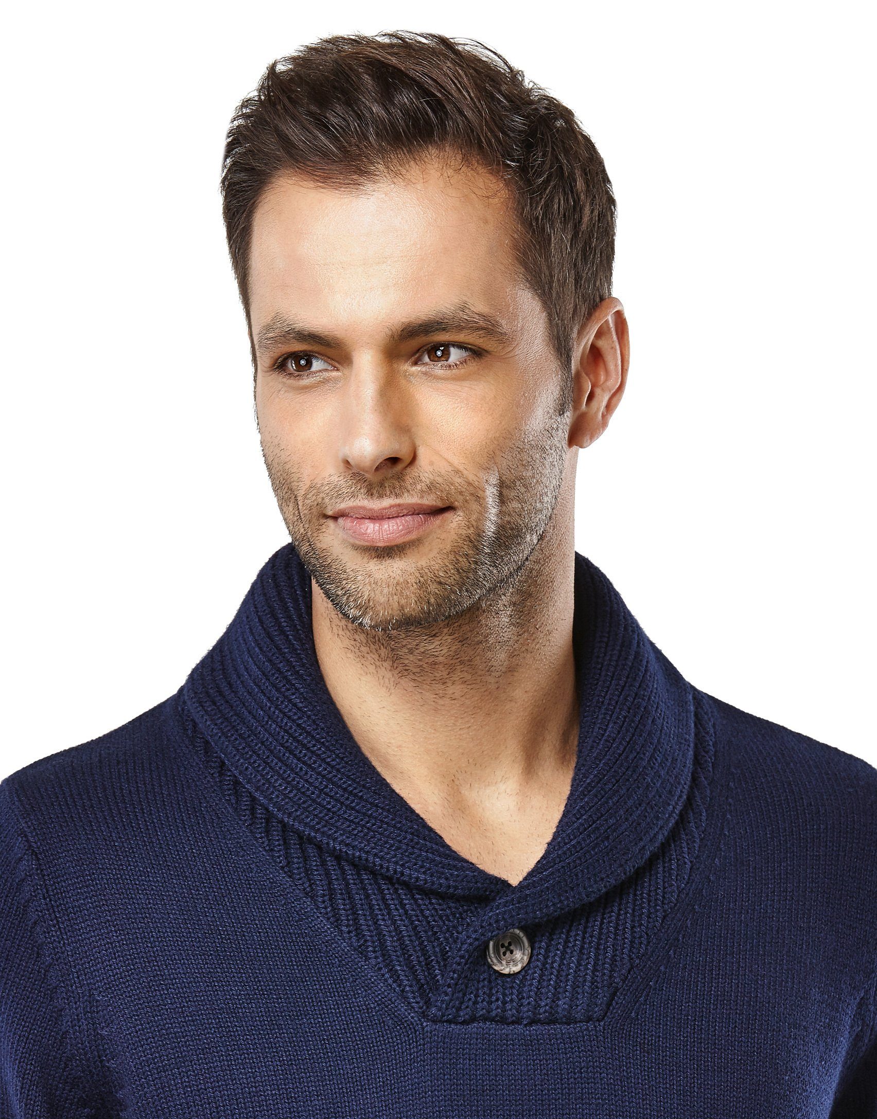 Vincenzo Boretti V-Ausschnitt-Pullover tailliert Schalkragen