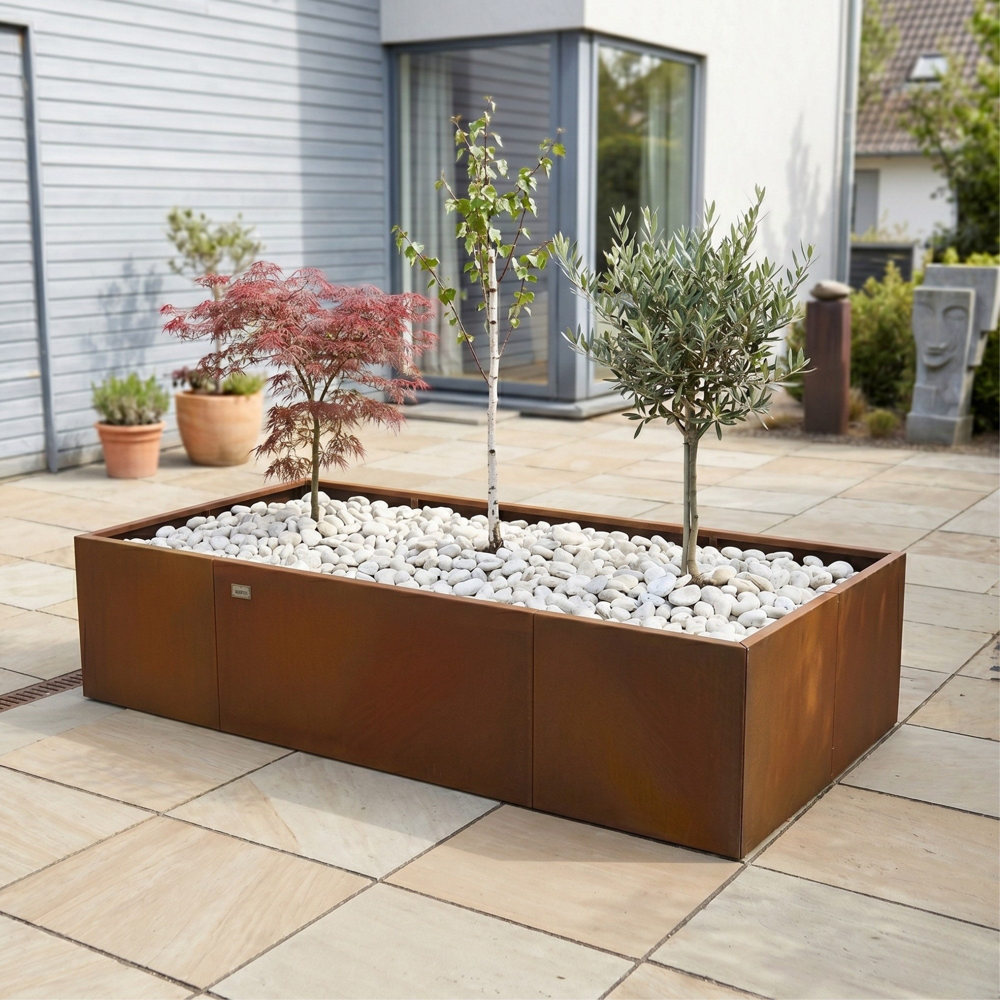 osoltus Hochbeet-Profil osoltus Pflanzkübel Hochbeet 200x100x43cm Corten-Stahl Schilfgras – Bild 2 von 5