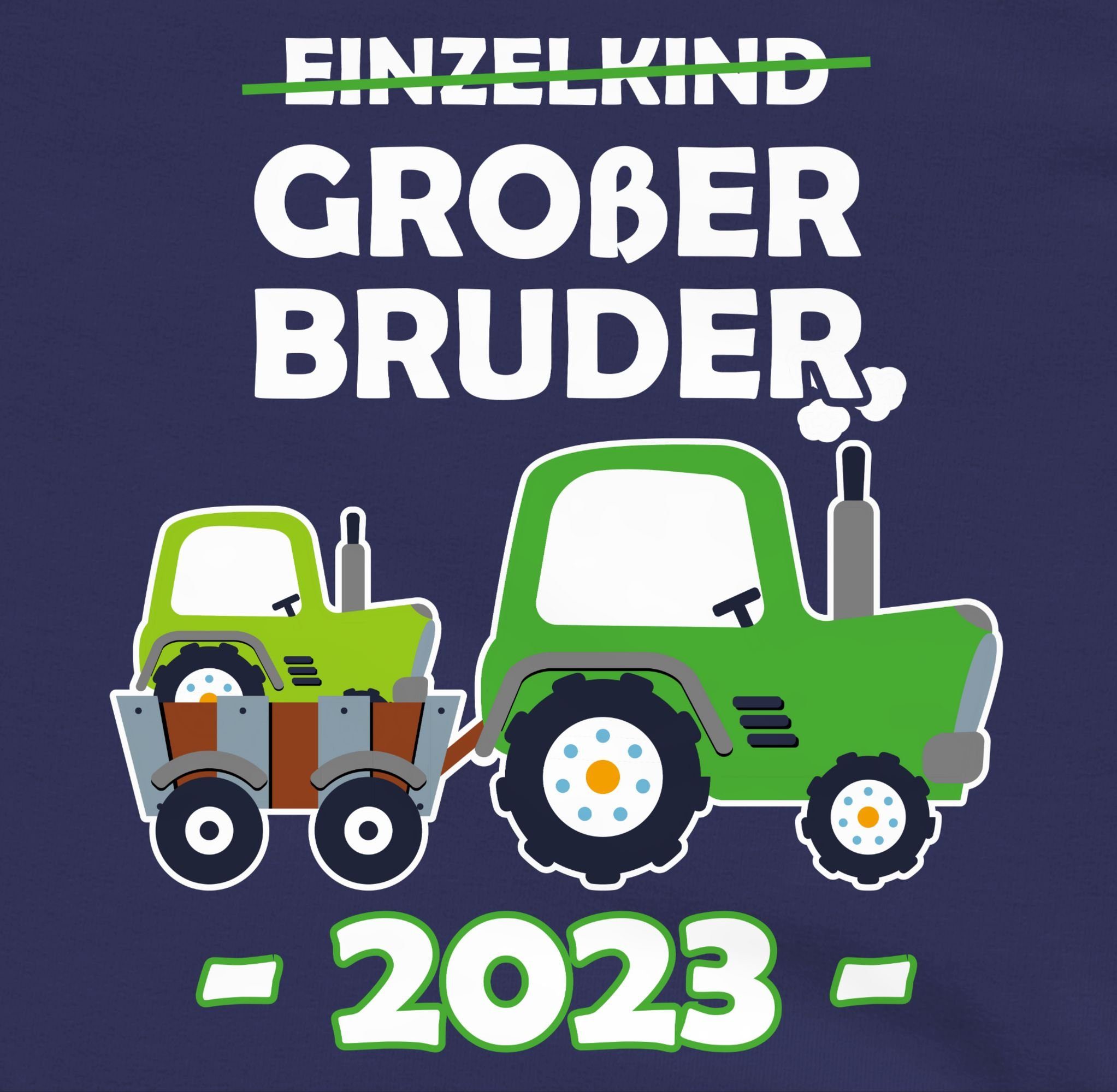 Shirtracer Sweatshirt Einzelkind Großer Bruder Traktor 2023 Blau Navy 1 Bruder Großer