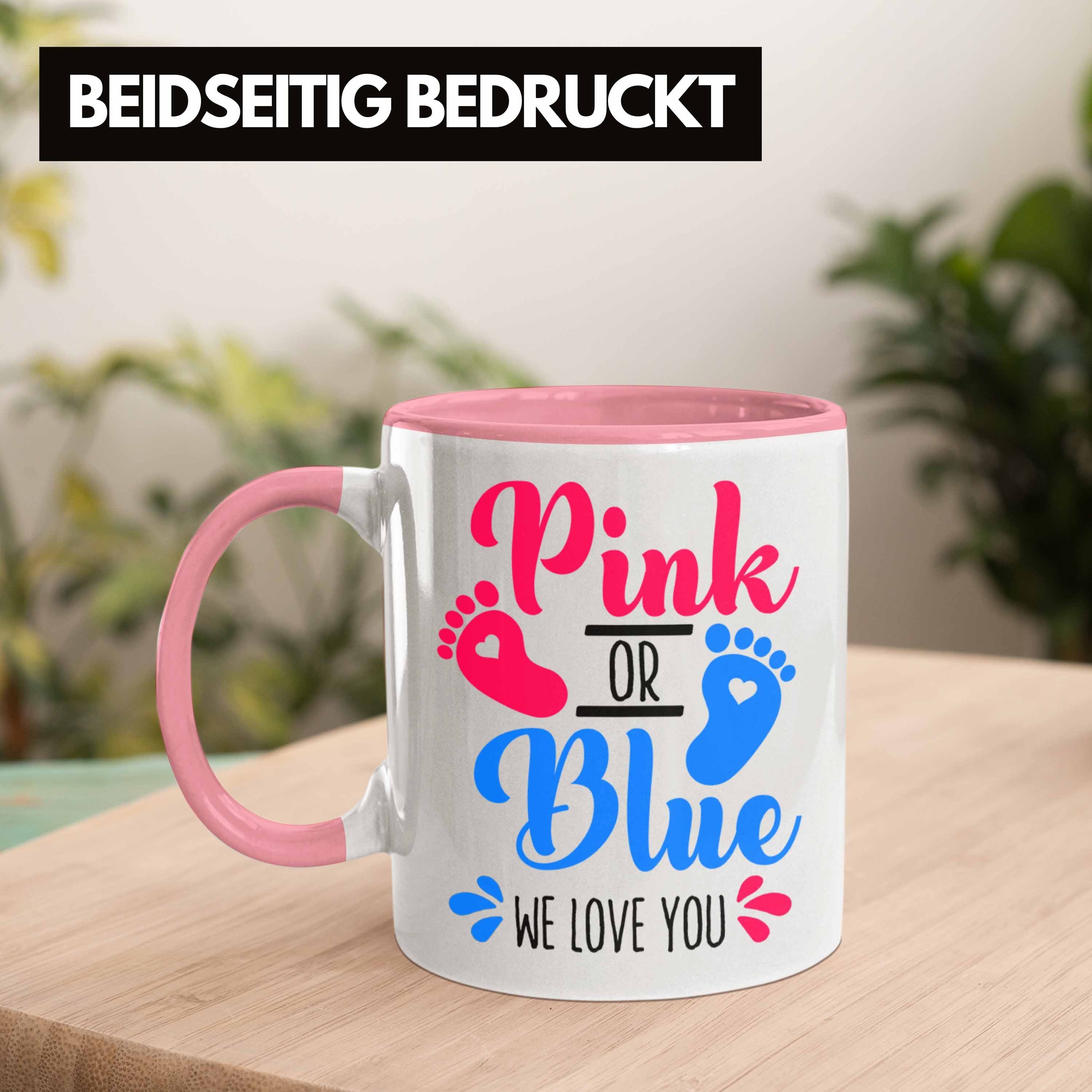 Pink Geschenk Überraschun You Tasse Rosa Or Reveal Blue We Love Baby Trendation Gender Tasse