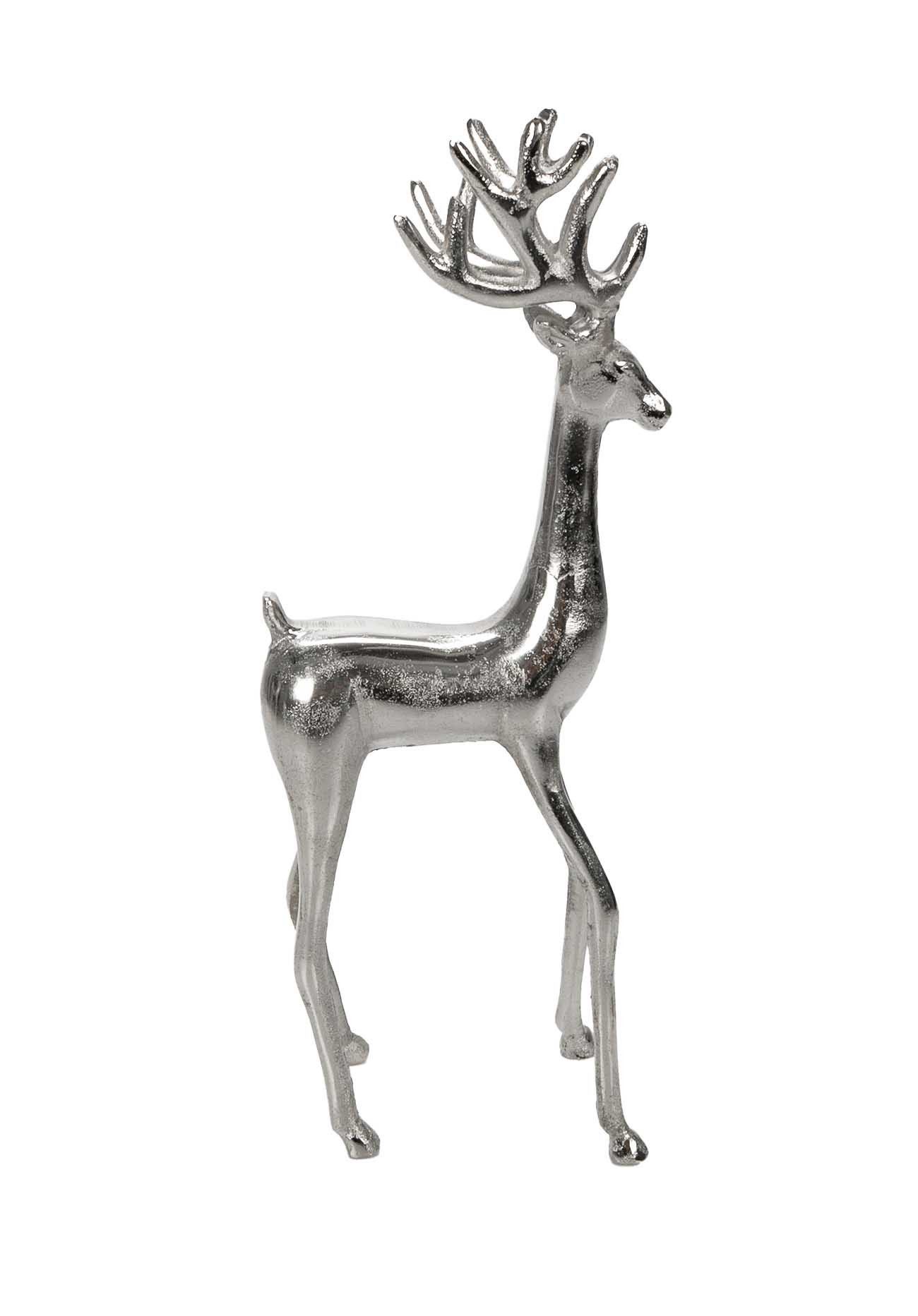 Bubble-Store Weihnachtsfigur Hirsch Figur, Silber Dekofigur Hirsch