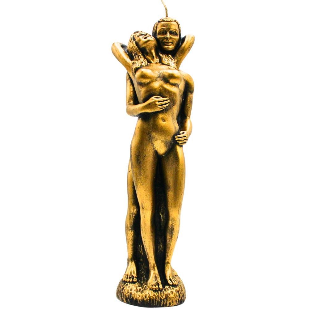 Dekohelden24 Formkerze Hochwertige Kerze als Liebespaar in Gold (1 Stück, 1-tlg), Размер L / B / H: ca. 6 x 6 x 29 cm