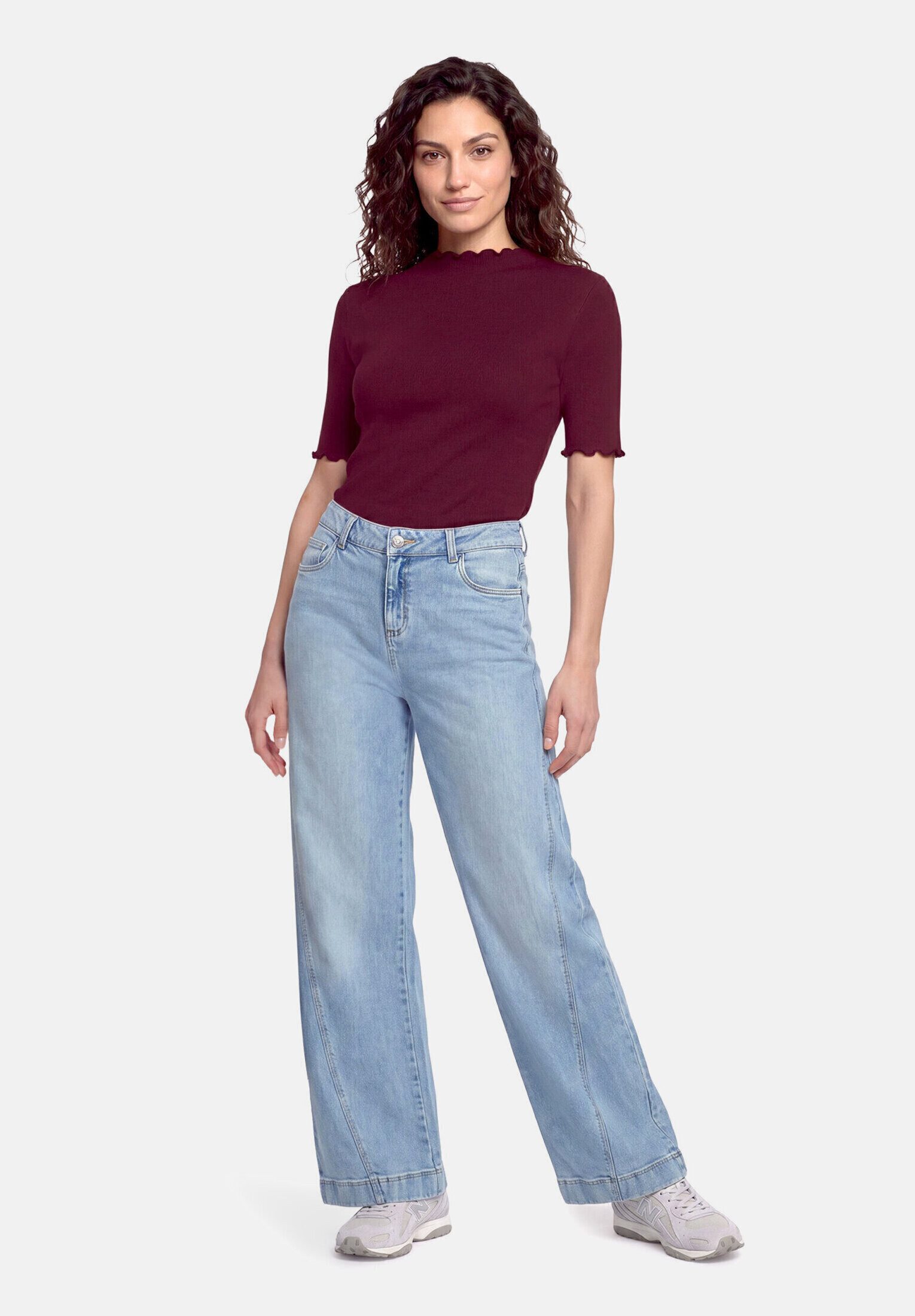 Cartoon Kurzarmshirt Damen mit Kragen (1-tlg)
