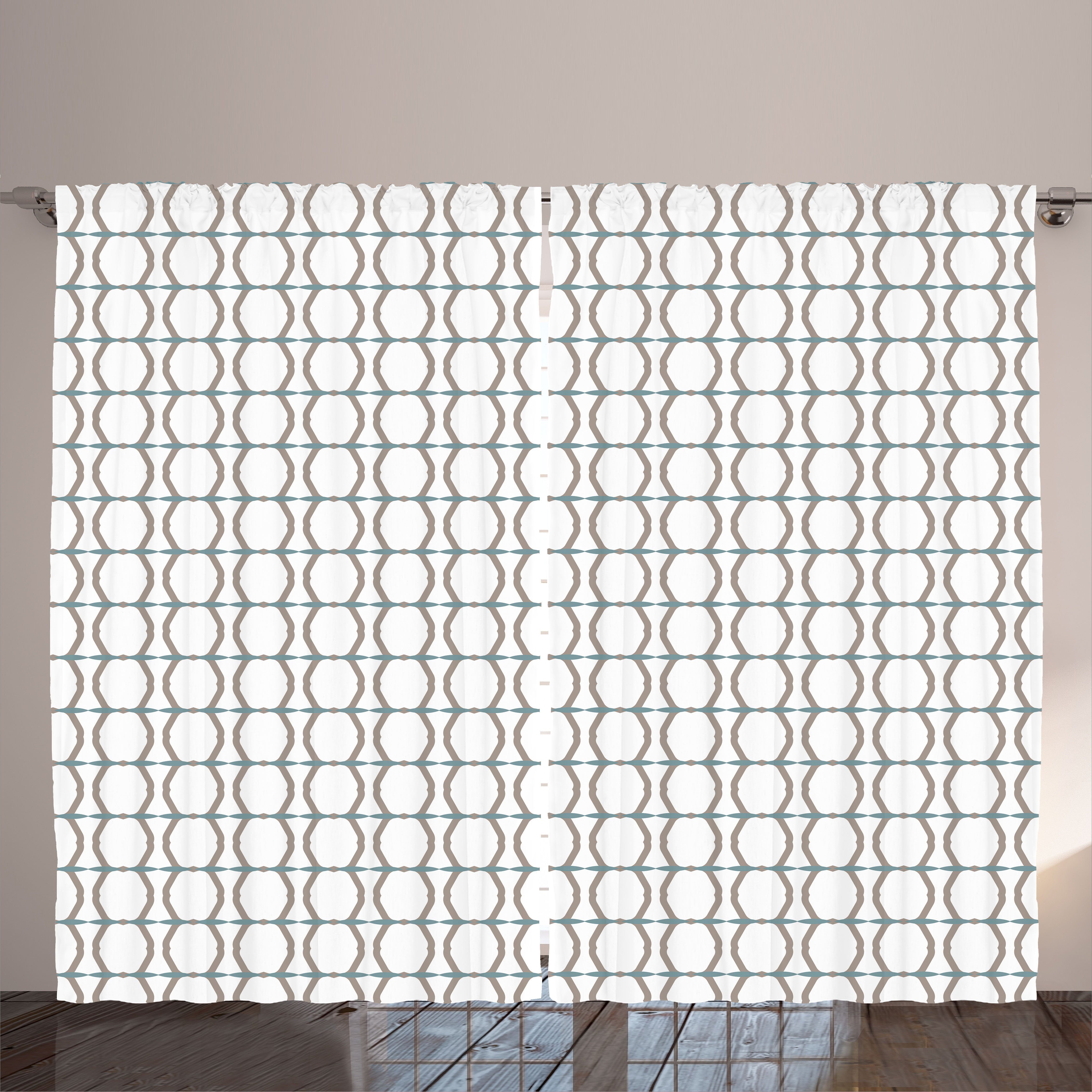 Gardine Schlafzimmer Kräuselband Vorhang mit Schlaufen und Haken, Abakuhaus, Geometrisch Abstrakt Stil Motive