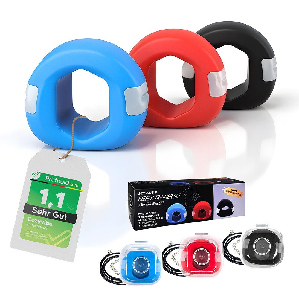 Cozyvibe Trainingshilfe Jaw Trainer Set 2.0 – Komple Kiefer-Gesichtstrainer & Halsband, Doppelkinn Reduzieren, Anti-Falten, Jawline Definition, 3 Stufen