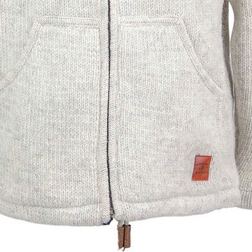 KUNST UND MAGIE Strickjacke Klassische Strickjacke Wolle Winter Jacke mit Hochkragen Fleecefutter