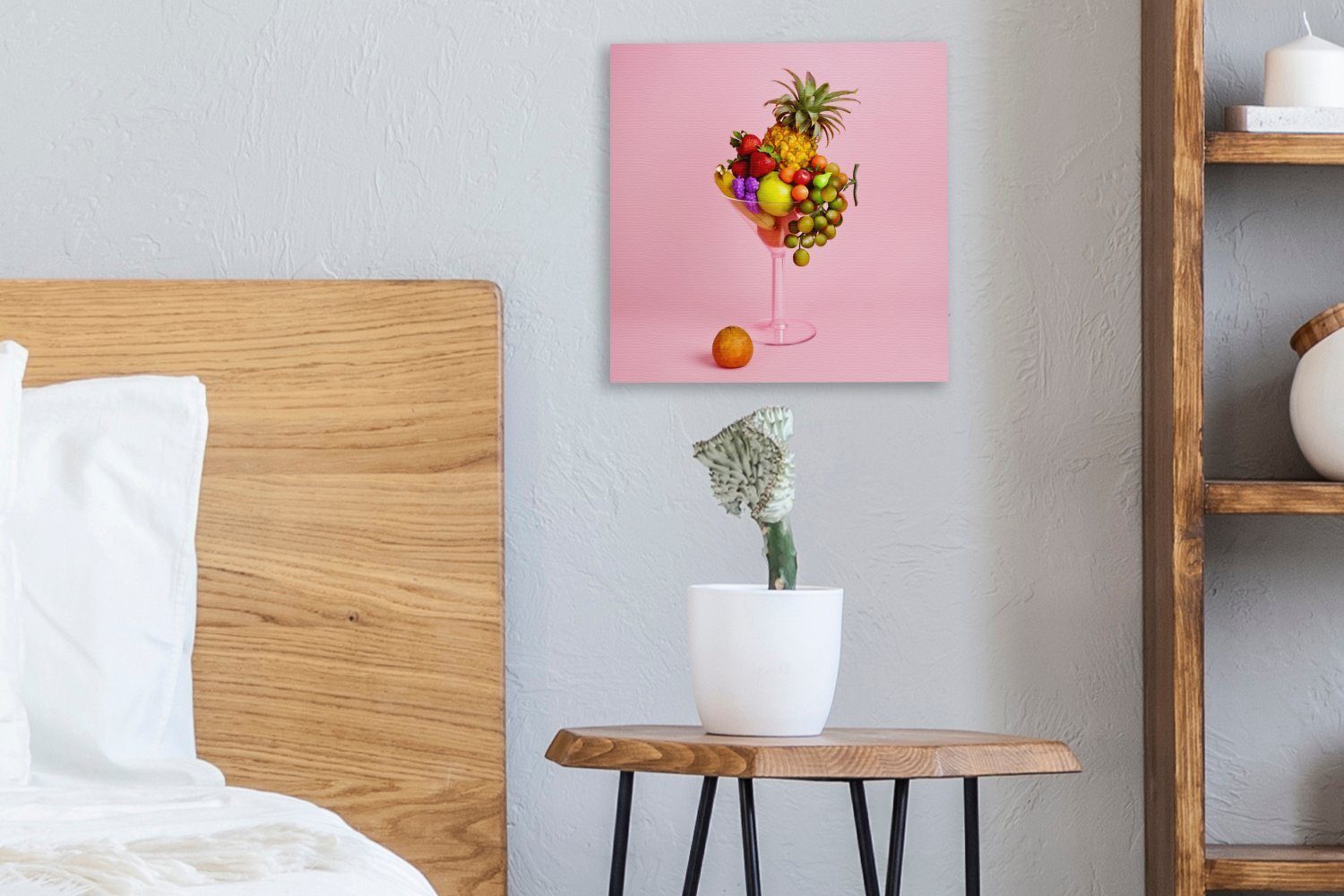 (1 Schlafzimmer - Wohnzimmer Martini Obst Glas, Leinwandbild Cocktail Leinwand für St), OneMillionCanvasses® - Bilder