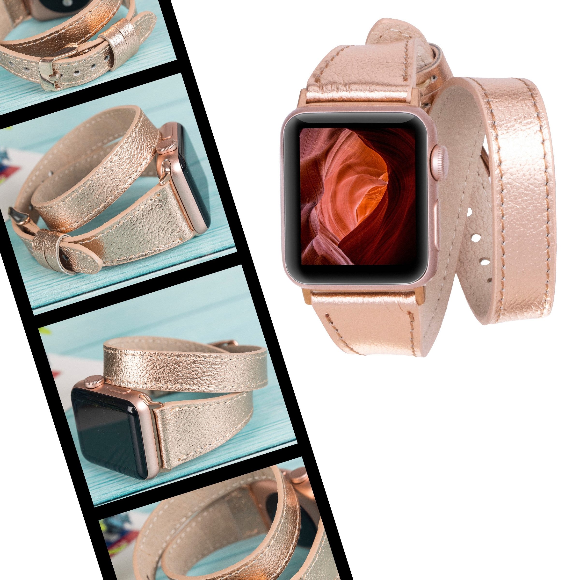 Renna Leather Smartwatch-Armband Apple Watch Band für Series 11/10 / Ultra/9/SE/8-1 Echtleder Armband