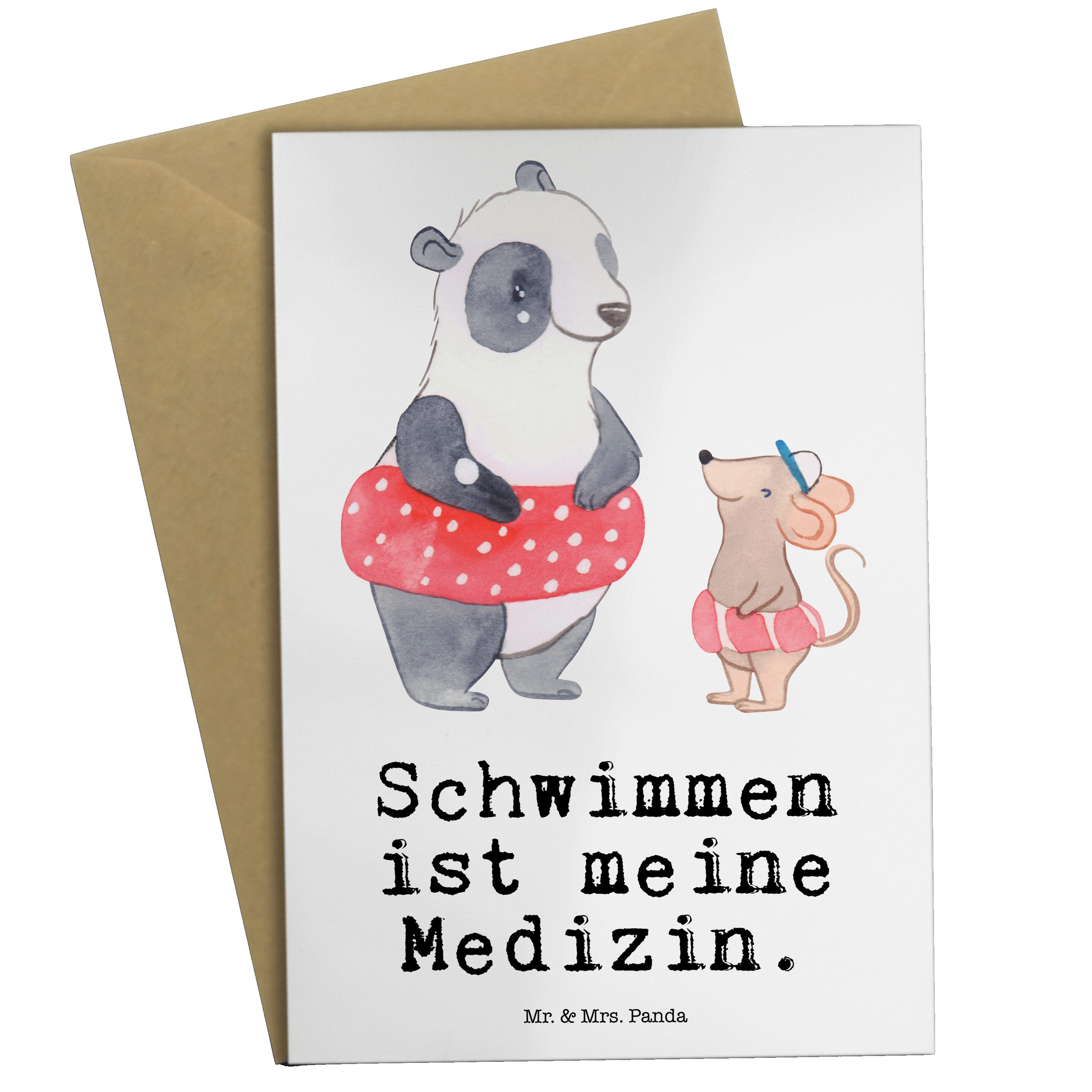 Mr. & Mrs. Panda Grußkarte Otter Schwimmen Medizin - Weiß - Geschenk, Auszeichnung, Danke, Sport