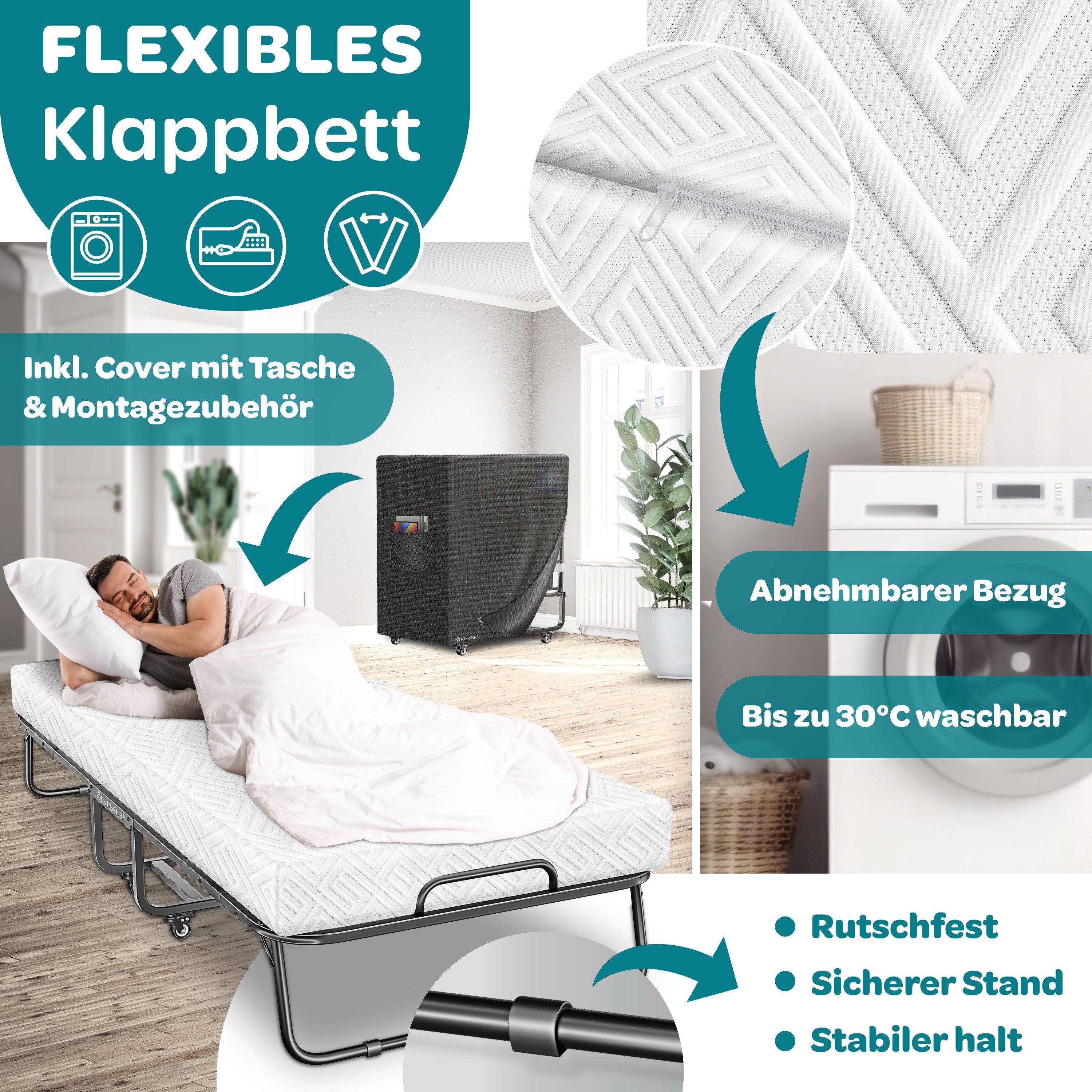 KESSER Gästebett 200x90cm Klappbett faltbares Reisebett günstig online kaufen
