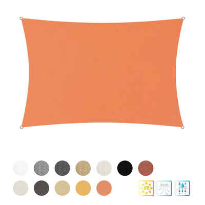 Lumaland Sonnensegel Orange inkl. Befestigungsseile Rechteck 2 x 3 Meter, 160 g/m² Polyester mit doppelter PU-Beschichtung UV-Schutz 30+
