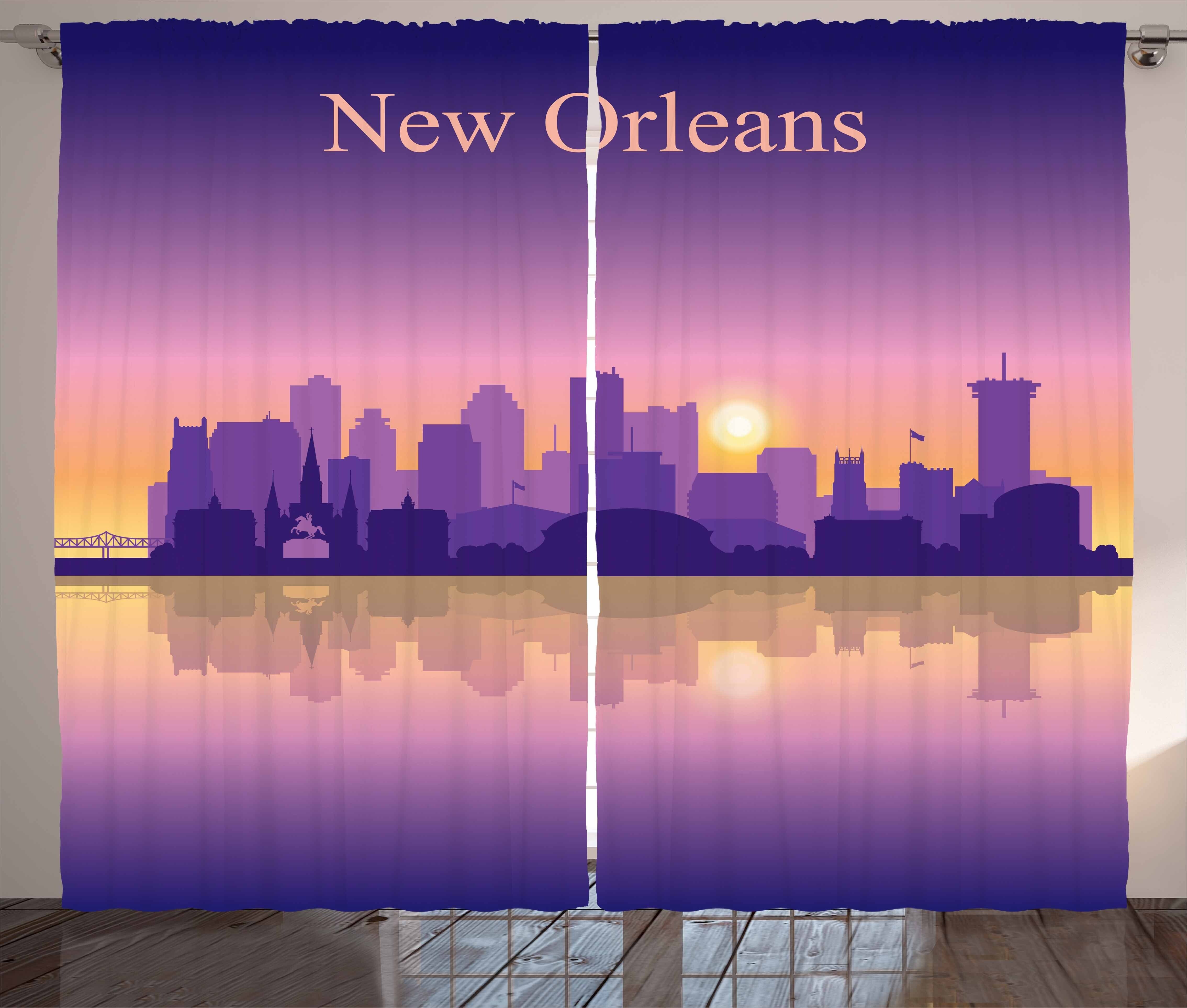 Gardine Schlafzimmer Kräuselband Vorhang mit Schlaufen und Haken, Abakuhaus, New Orleans Stadt, Architektur