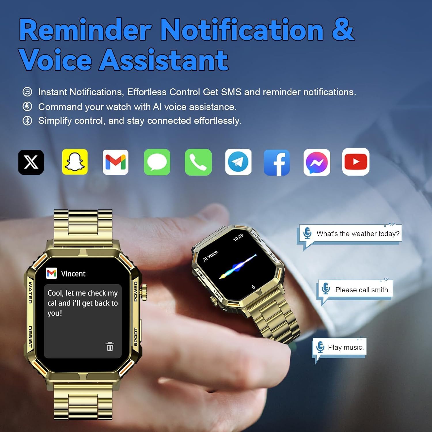 Zevelora Herren's Telefonfunktion HD Display 100+ Sportmodi fitness tracker Smartwatch (1.95 Zoll, Android/iOS), Mit Herzfrequenzfunktion HF, SPO₂, Zählen Sie Schritte, Distanz