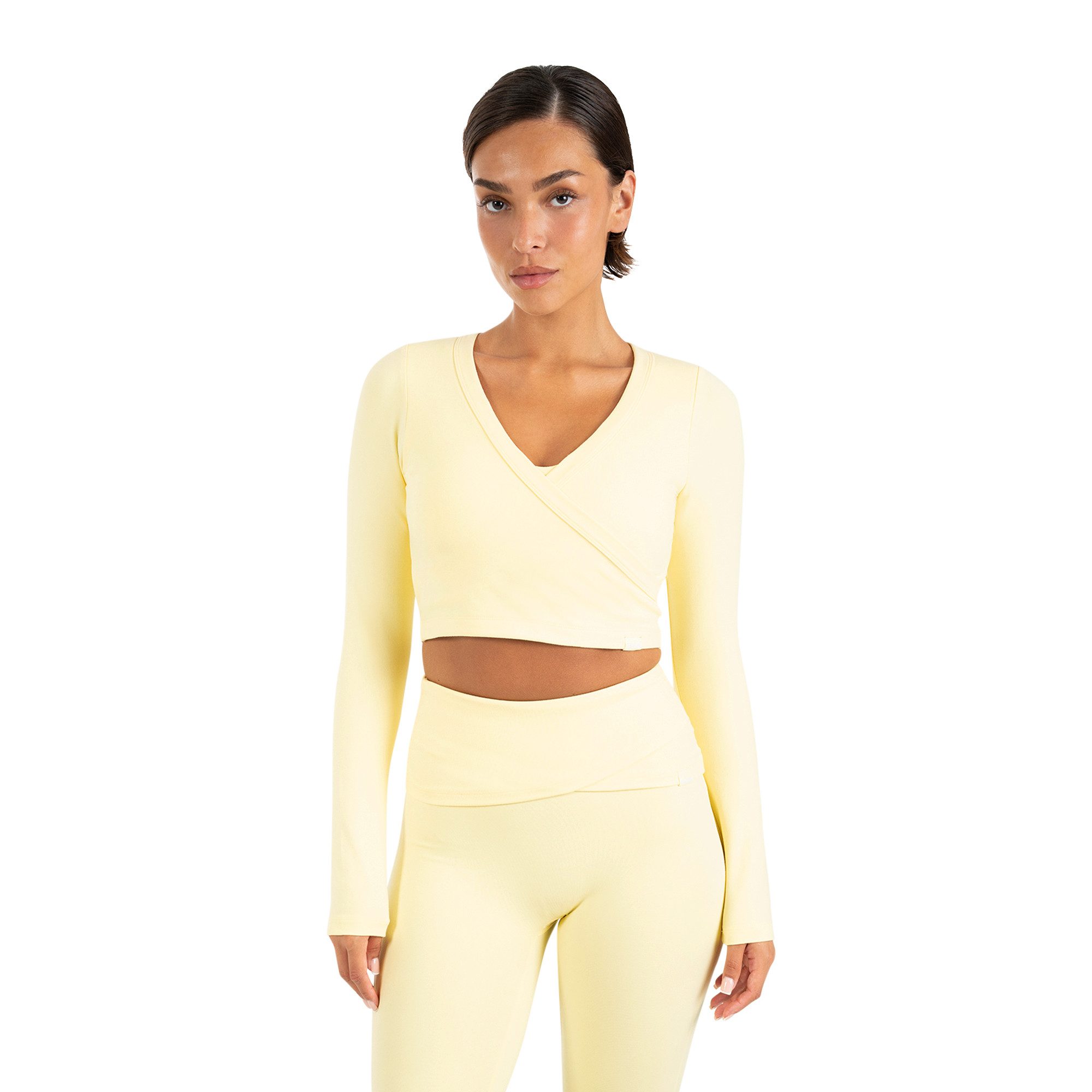 Smilodox Longsleeve Niora Damen, Crop Langarmshirt, Slim Fit, V-Ausschnitt Cropped Schnitt, V-Neck, Stretch, figurbetont, Performance