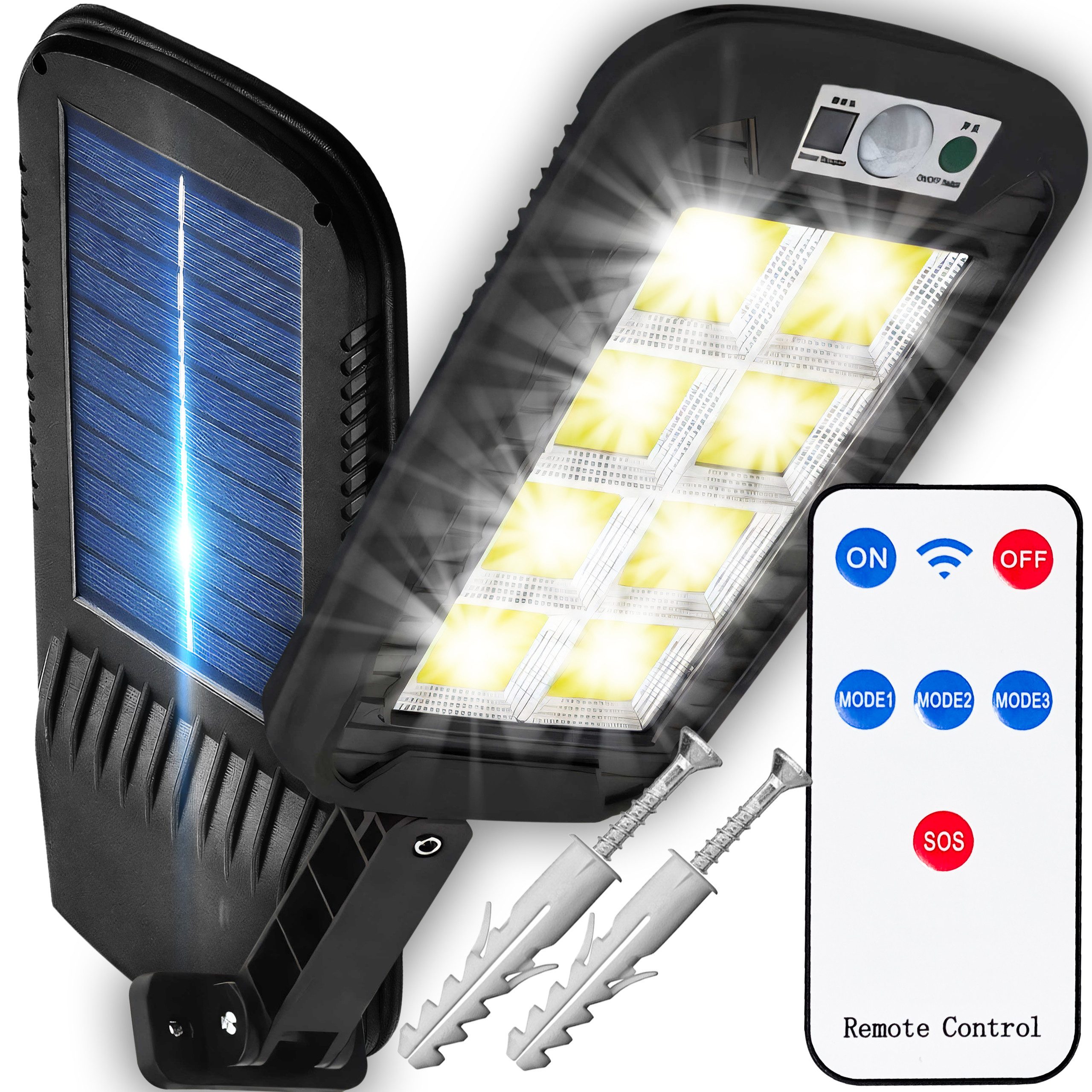 Retoo Außen-Wandleuchte Solarleuchte LED 600W Solar Straßenlaterne IP65 Solarlampe, Energieeinsparung, Ökologisch, Automatischer Betrieb dank Sensoren