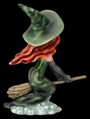 Figuren Shop GmbH Fantasy-Figur Hexen Figur - Willow fliegt auf Besen - Zauberin magische Dekofigur