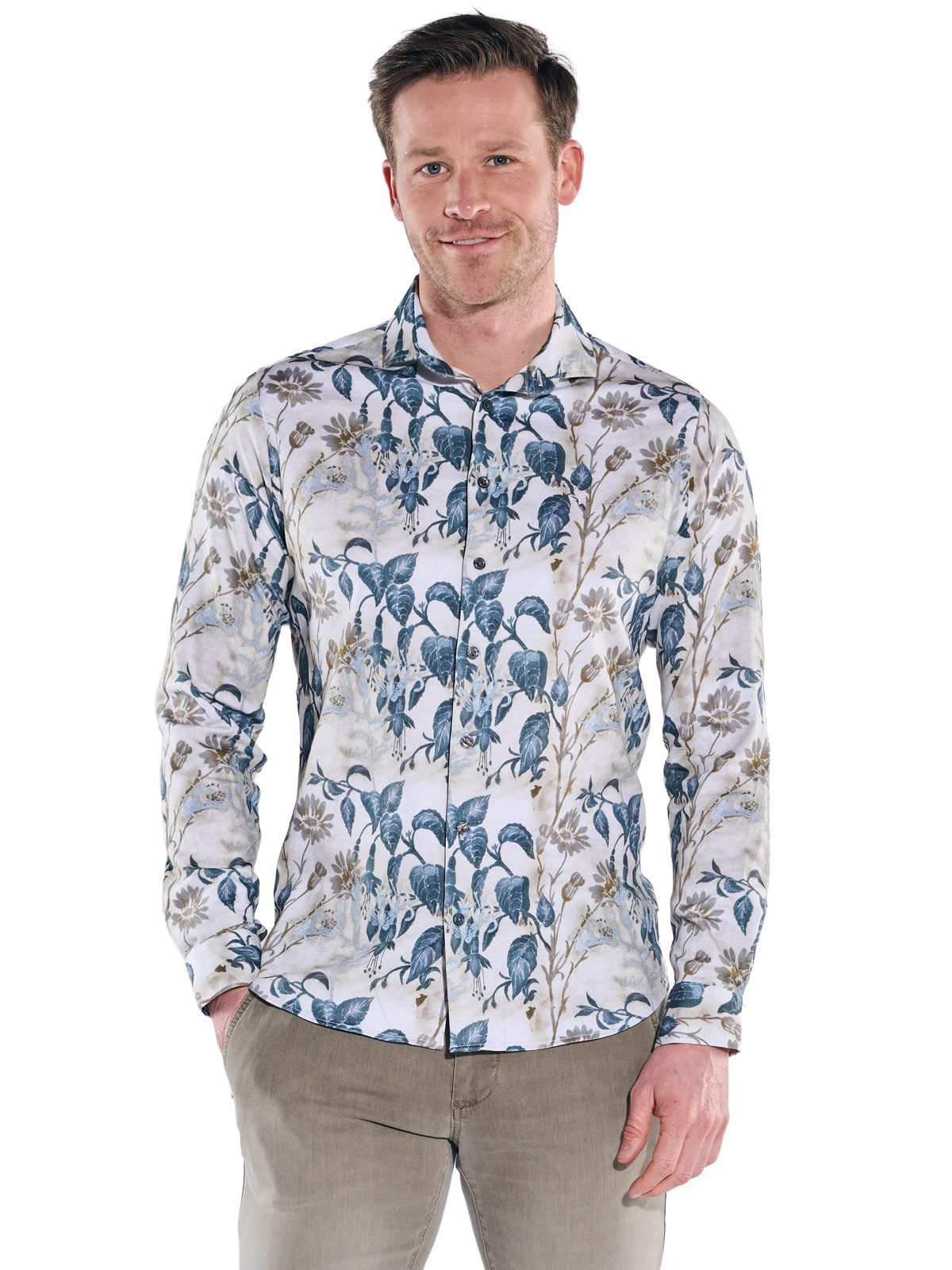 ENGBERS GERMANY Langarmhemd Herren Feines Hemd in Satin-Optik, Sand