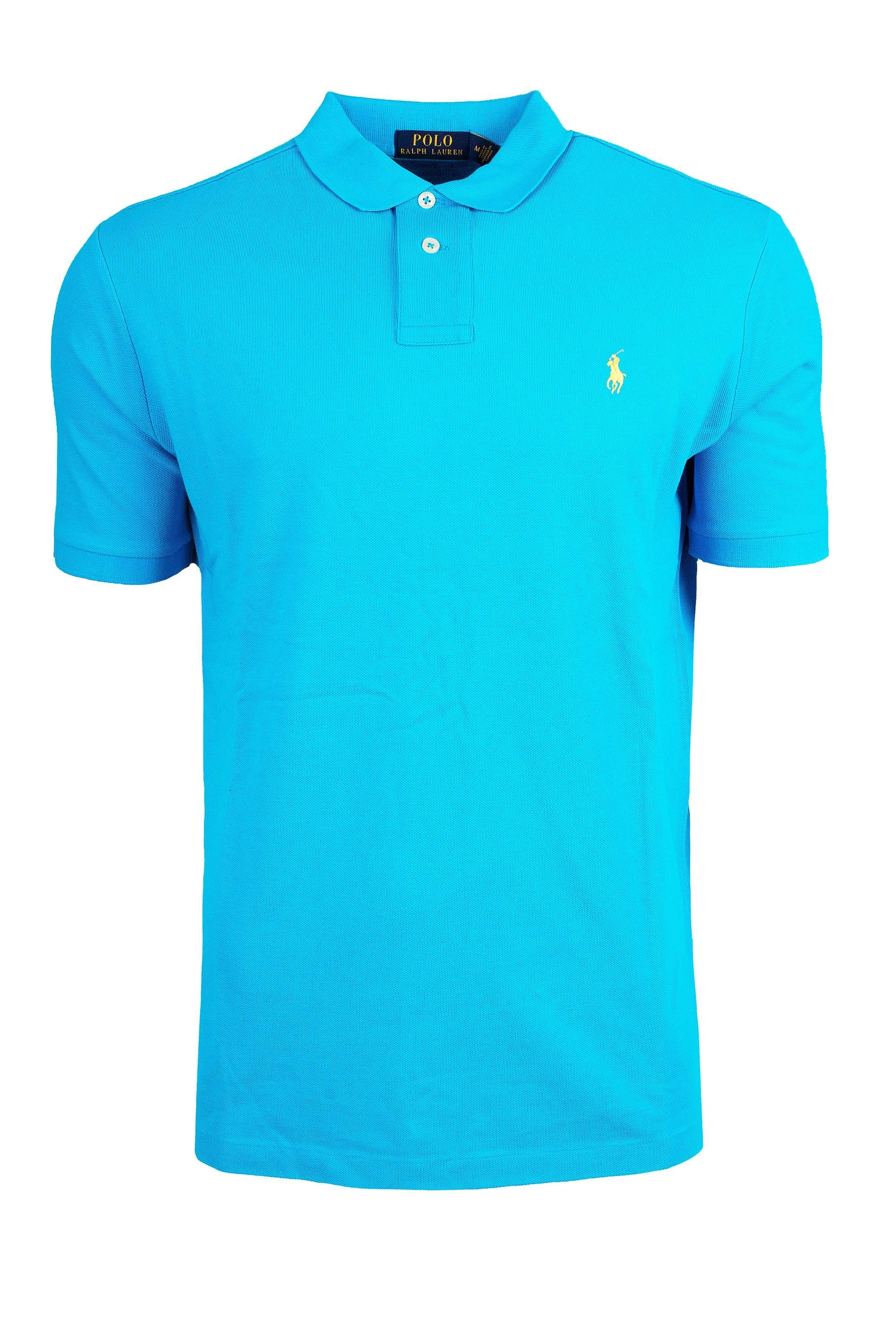 Ralph Lauren Poloshirt Ralph Lauren Herren Poloshirt Herren Classic Fit – Poloshirt Azurblau - Gelb