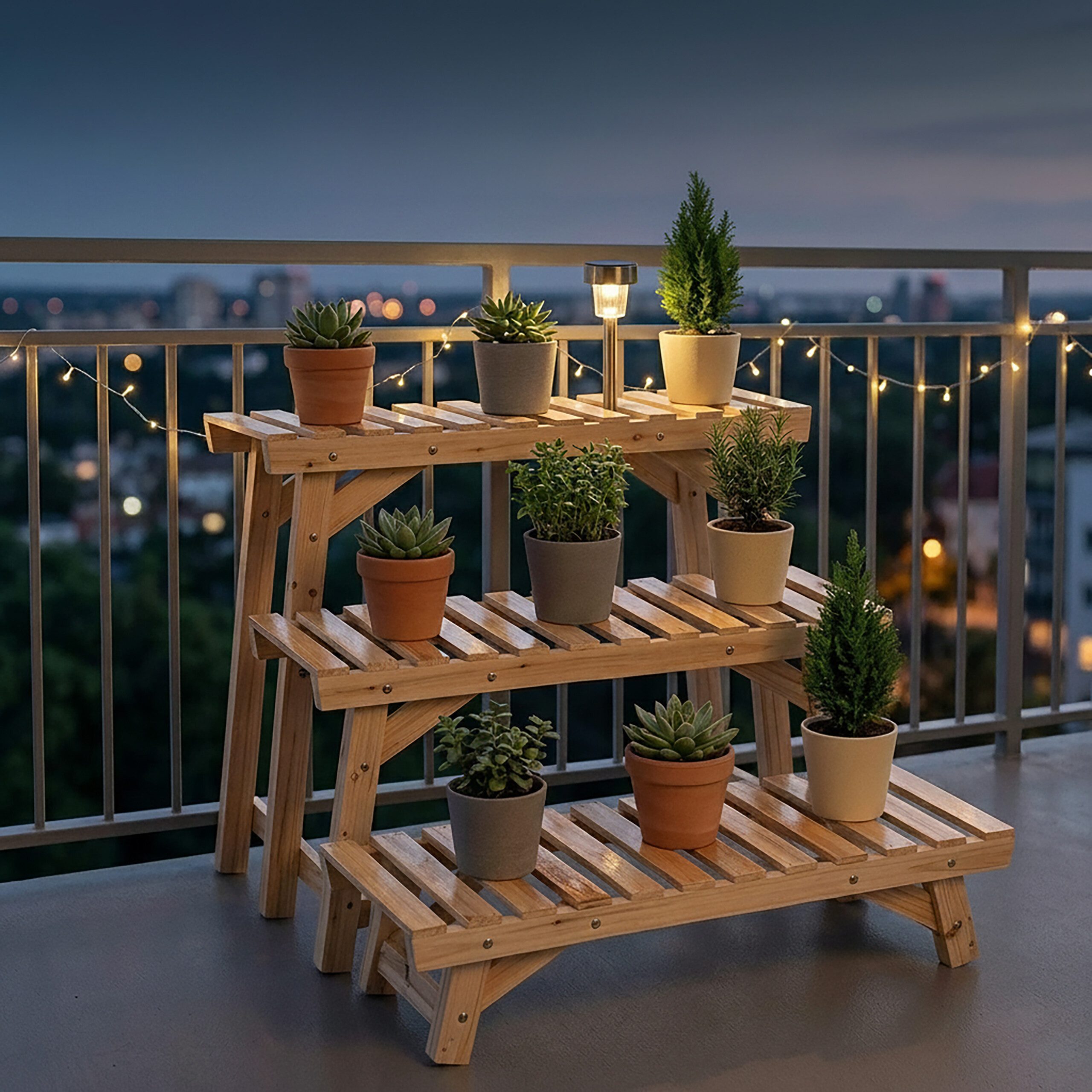 relaxdays Pflanzentreppe Blumenständer 3-teiliges Set, natur