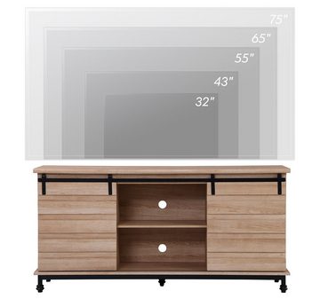 WAMPAT Lowboard (Fernsehschrank Landhaus, TV Kommode Eiche), Breite 147 cm, Höch 71 cm