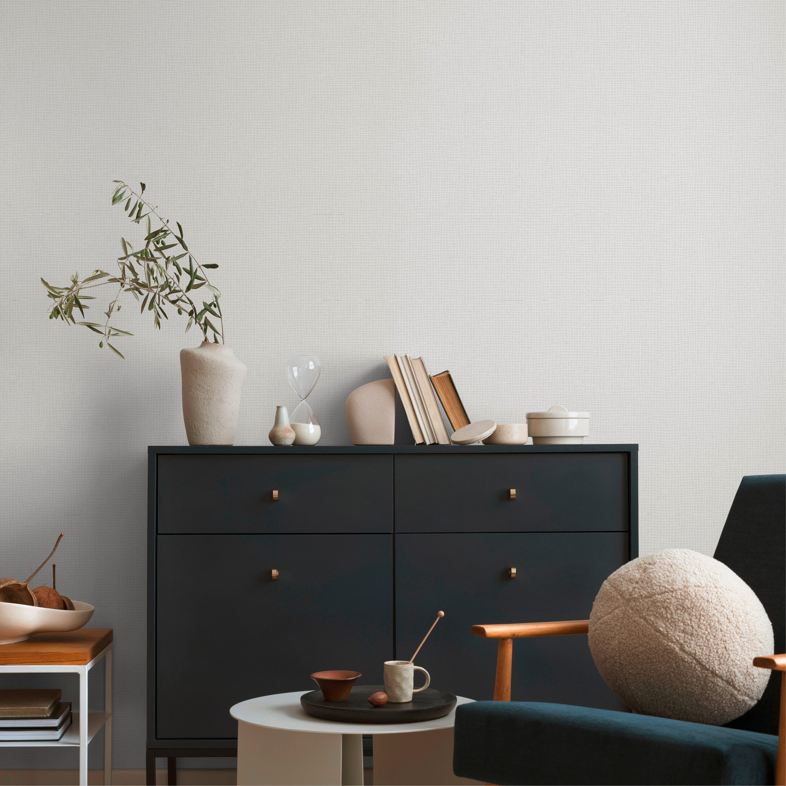 A.S. Création Vliestapete Meistervlies, leicht strukturiert, einfarbig, uni, unifarben, Unitapete Überstreichbar matt leicht strukturiert Blumen Design Optik