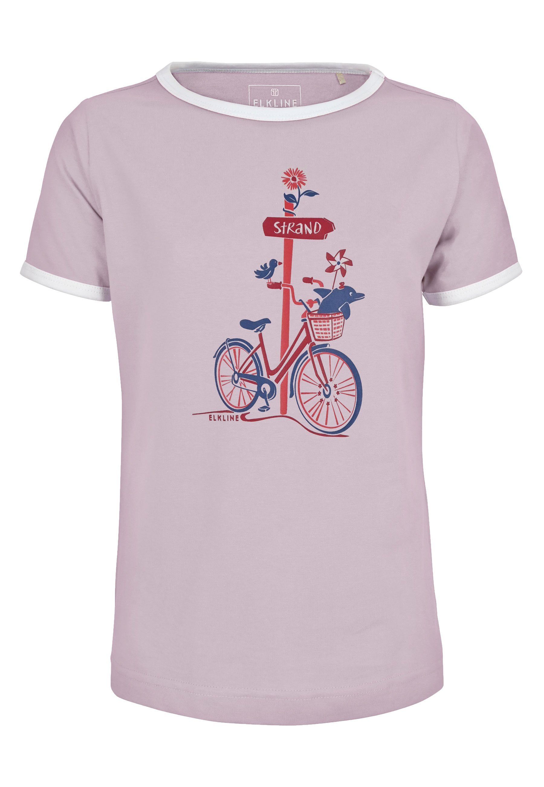 Print Zum Brust tailliert Fahrrad leicht Elkline lavender T-Shirt Strand