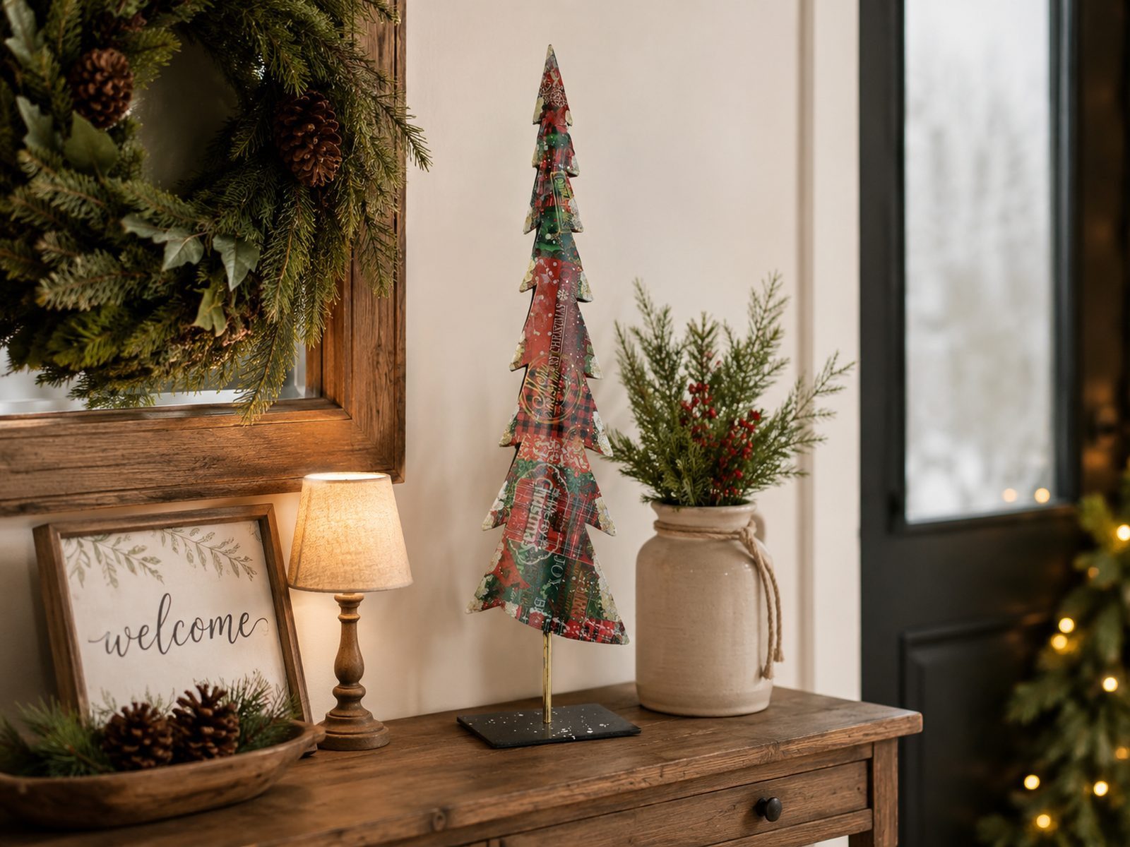 RIFFELMACHER & WEINBERGER Christbaumschmuck Metall Weihnachtsbaum stehend, Rot Grün, 16,5×67 – Bild 4 von 5