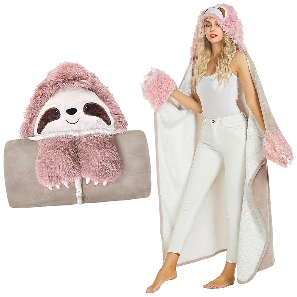 Wohndecke Kuscheldecke mit Ärmeln Faultier Decke mit Kapuze Tragbar Flausch günstig online kaufen