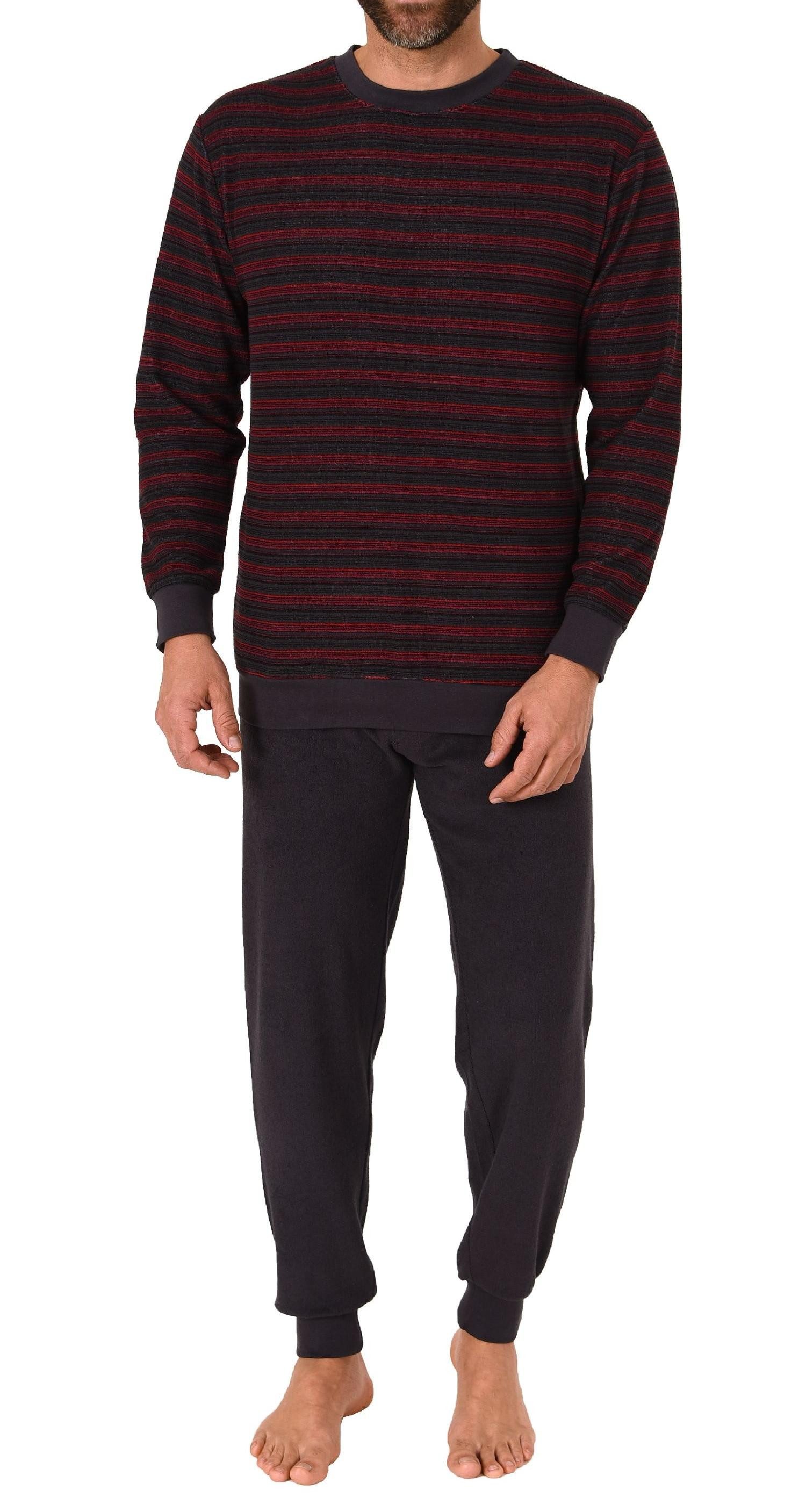 Trend by Normann Pyjama Herren langarm Frottee Schlafanzug mit Bündchen - auch in Übergrößen