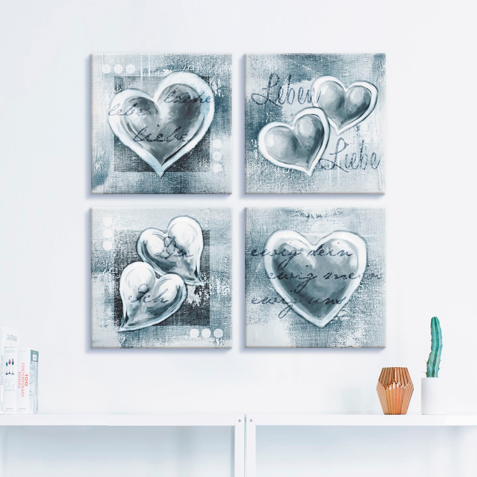 Artland Leinwandbild Lache Lebe Liebe Leben, günstig online kaufen