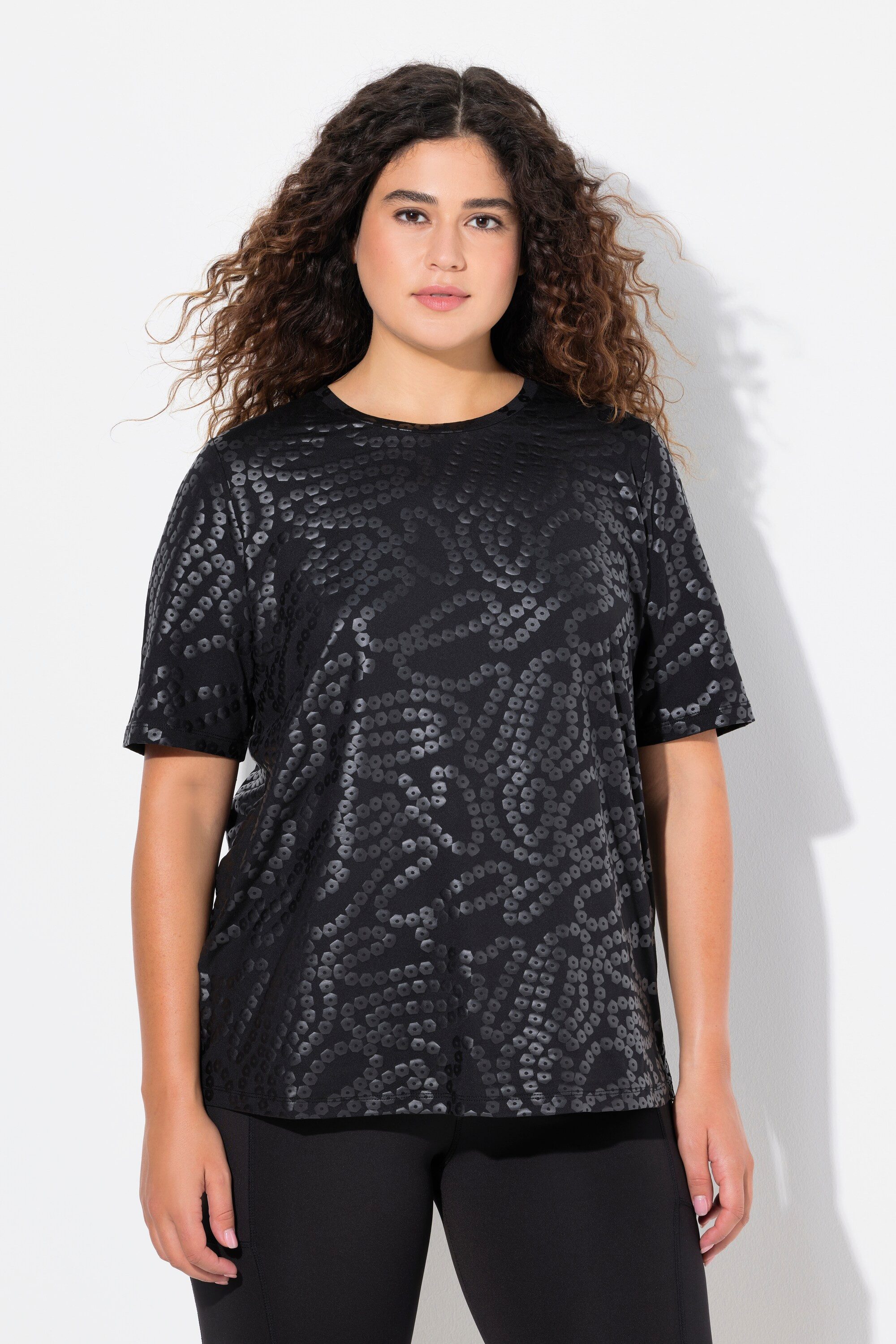 Ulla Popken T-Shirt Funktionsshirt Paillettendruck Rundhals günstig online kaufen