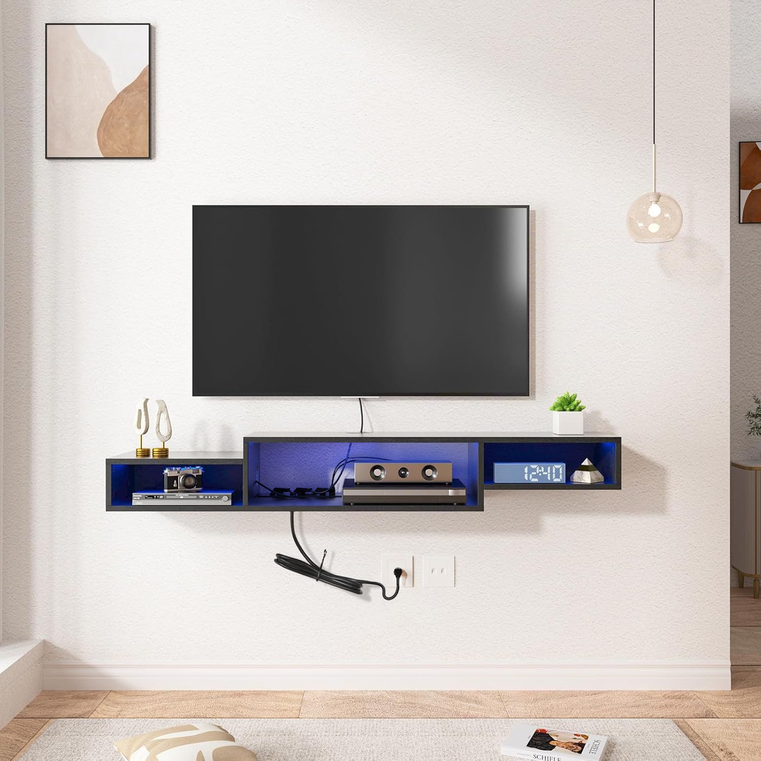 FABATO TV-Schrank schwebender und hängender Fernsehschrank, Lowboard mit LE günstig online kaufen