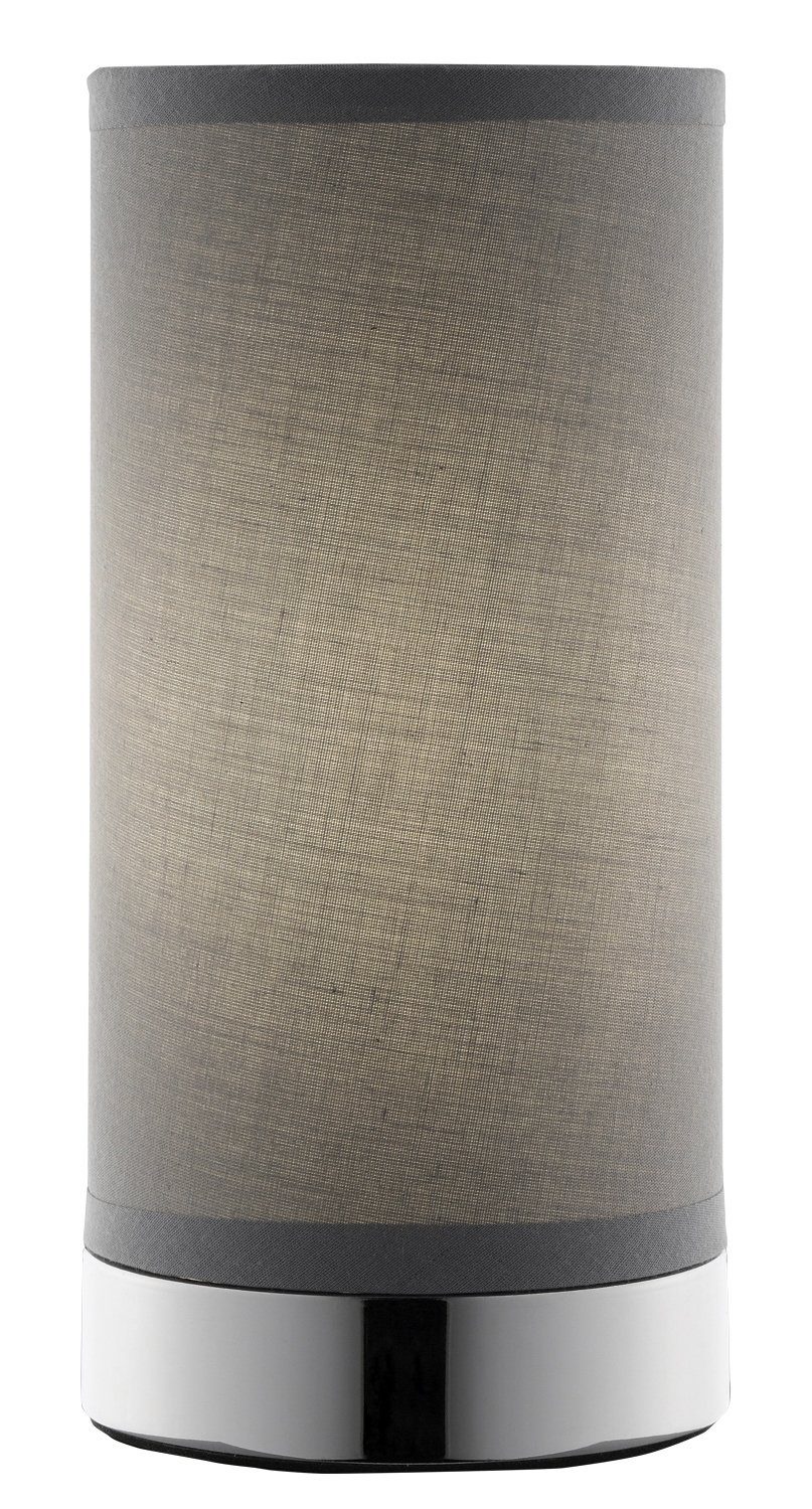 casa NOVA Tischleuchte RONNY, 1-flammig, Grau, Silberfarben, H 20 cm, ohne Leuchtmittel, Stoffschirm, Metallgestell