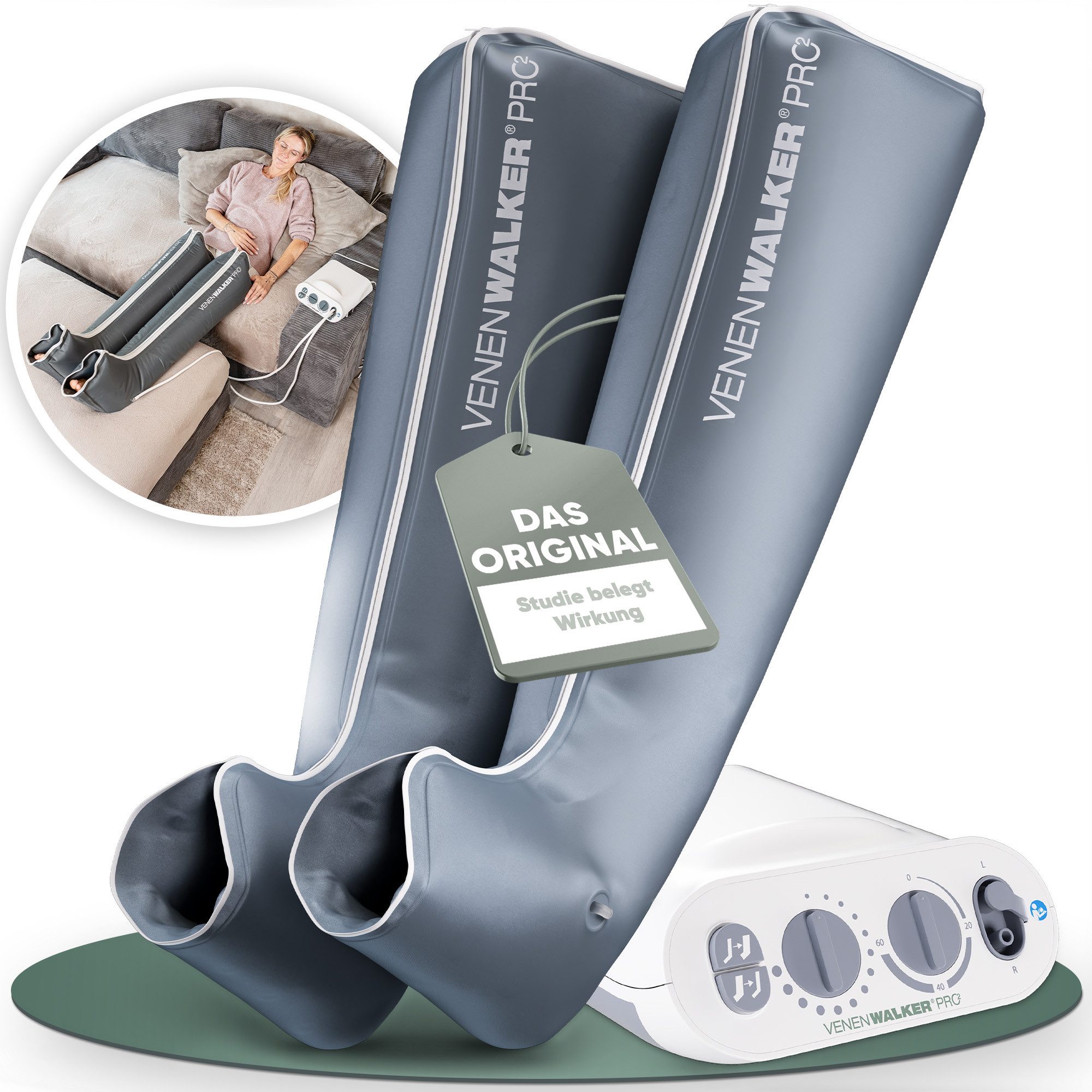 VenenWalker Venentrainer VenenWalkerPro2 Venen-Therapiegerät zur Lymphdrainage, mit professioneller Wechseldrucktechnik & innenliegenden Kammern