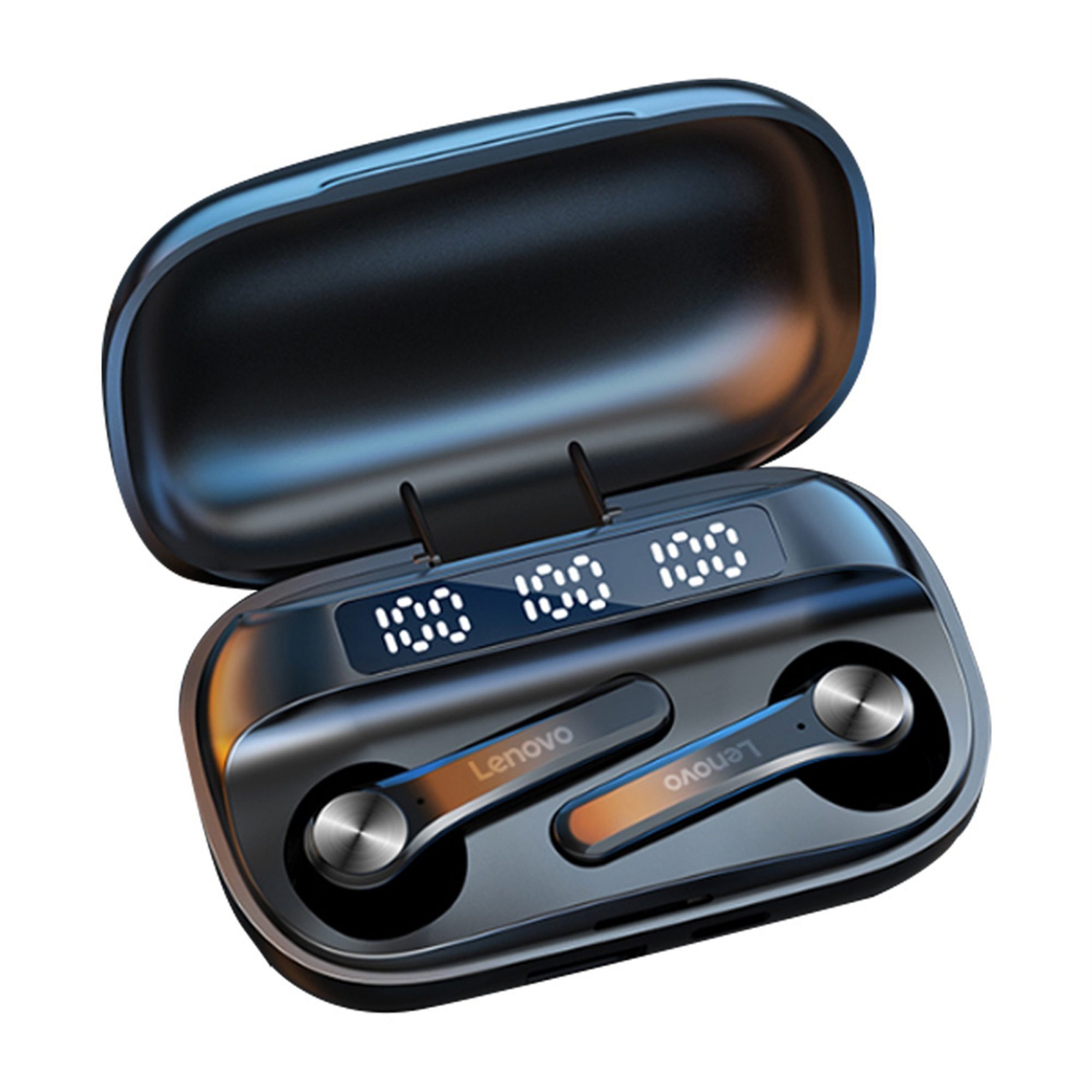 Bluetooth kabellos, mAh 5.0, mit Kopfhörer-Ladehülle Stereo-Ohrhörer mit QT81 (True Touch-Steuerung Schwarz) Bluetooth-Kopfhörer Lenovo Wireless, Siri, 300 -