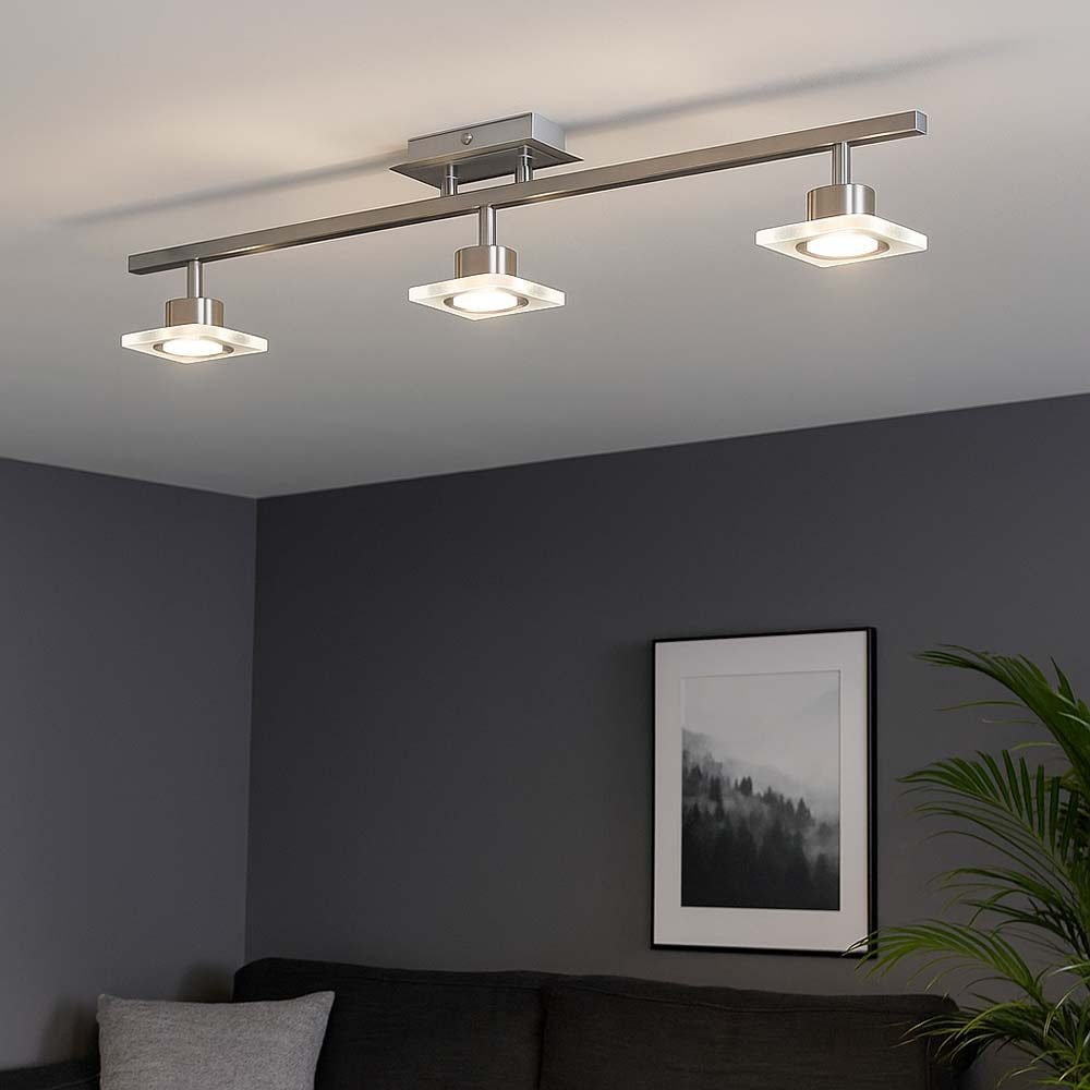 LeuchtenDirekt LED Deckenleuchte, LED-Leuchtmittel fest verbaut, Warmweiß, Deckenlampe Spotleiste Deckenleuchte schwenkbar LED Wohnzimmerlampe