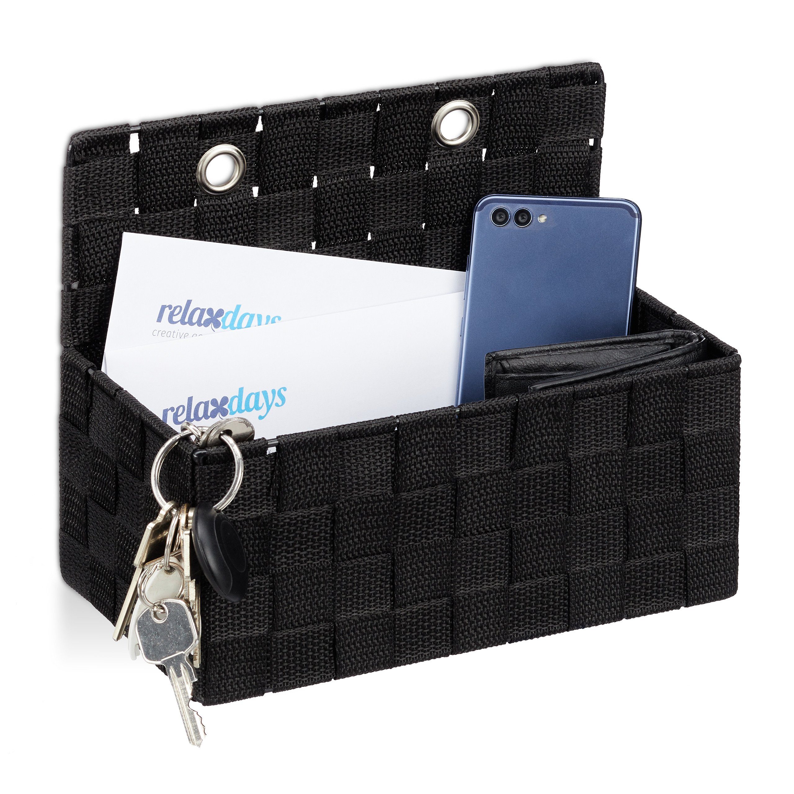 relaxdays Aufbewahrungskorb hängend, Schwarz günstig online kaufen