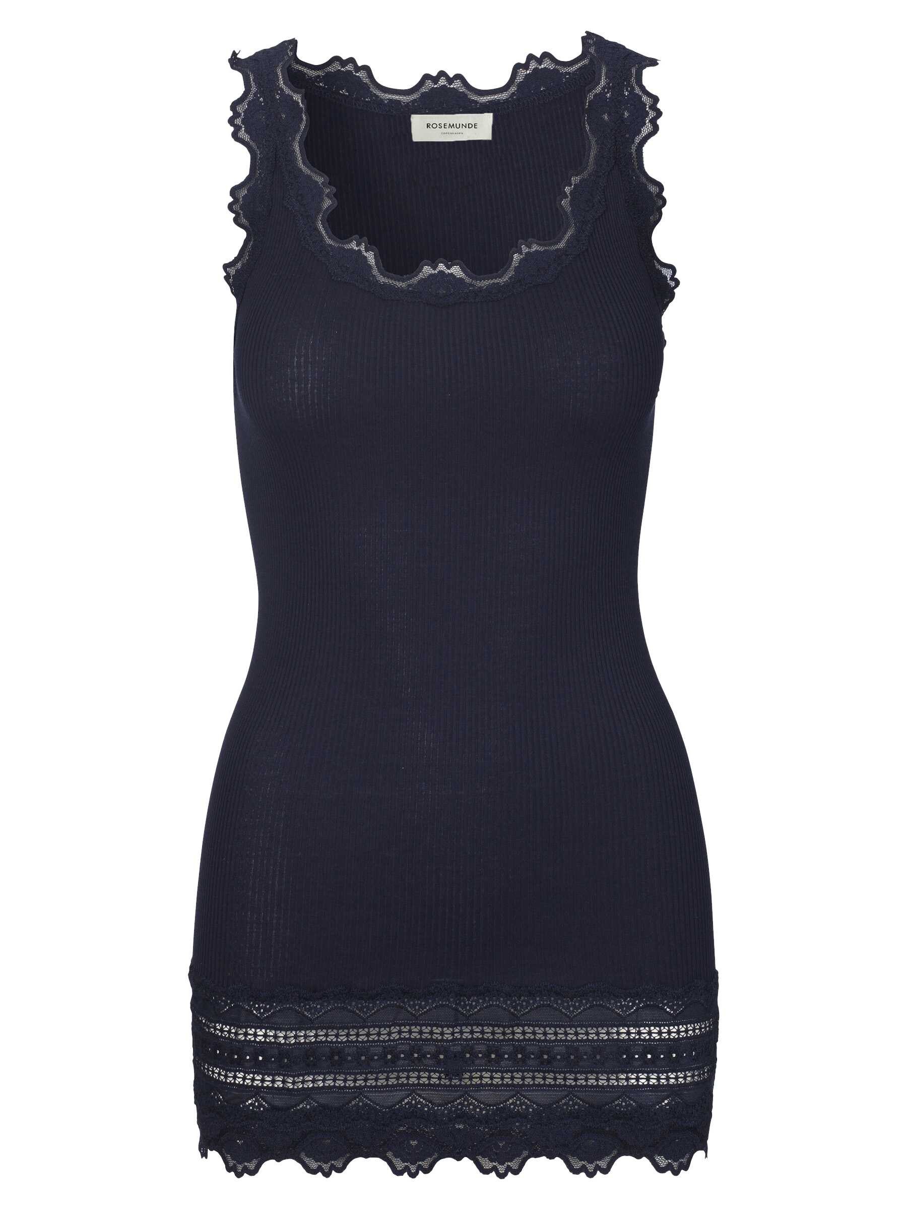 rosemunde Spitzentop Benita Silk Top Camisole mit Seide Vintage-Spitze am Ausschnitt, feminin, Rundhalsausschnitt, Seidenmix